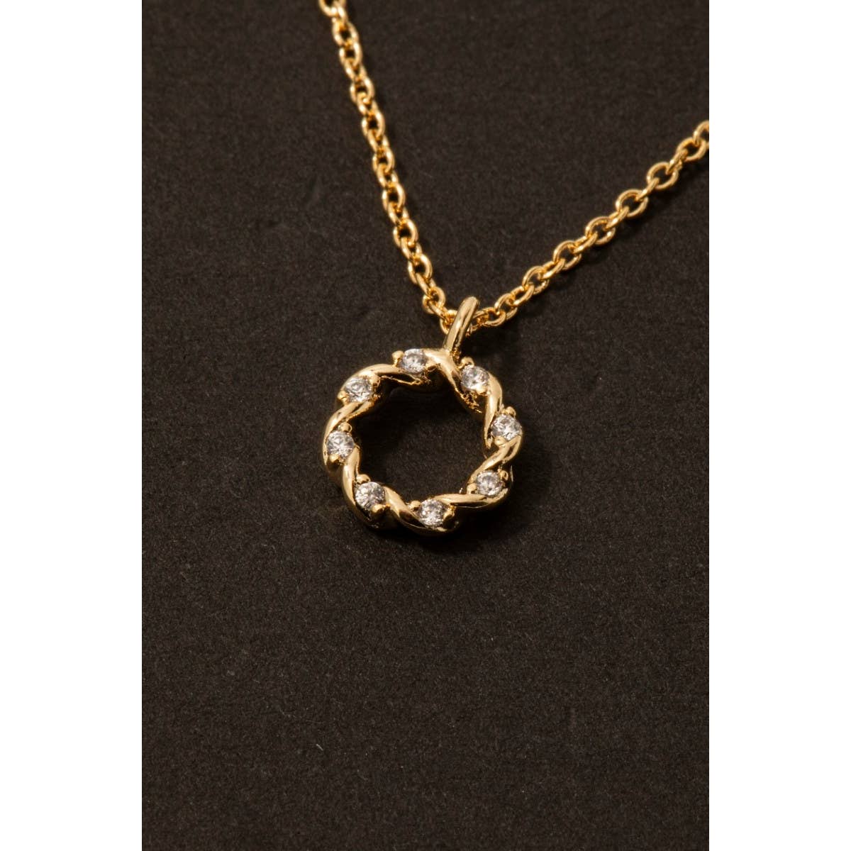 Twisted Hoop CZ Necklace