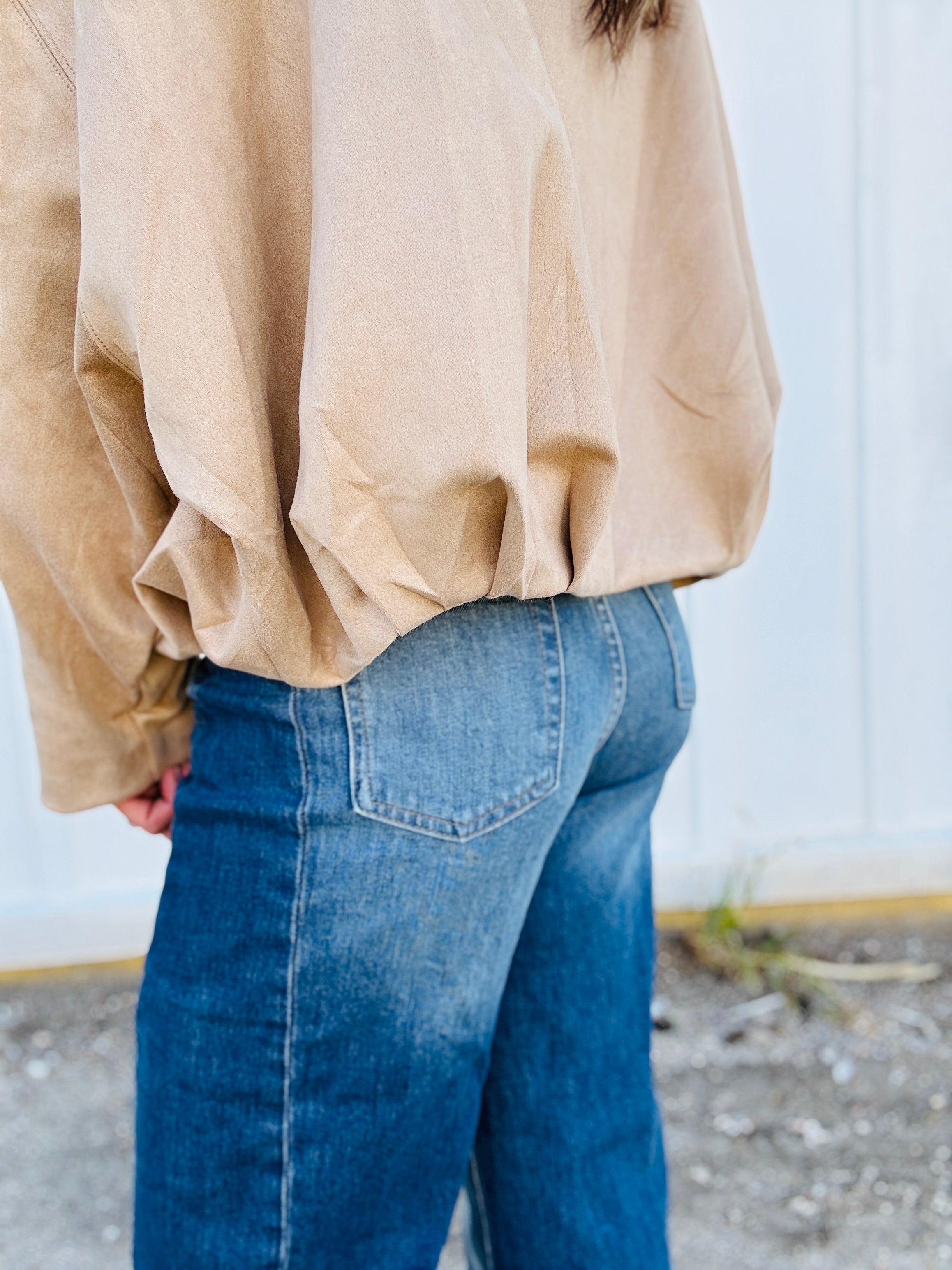 Faux Suede Bomber Jacket