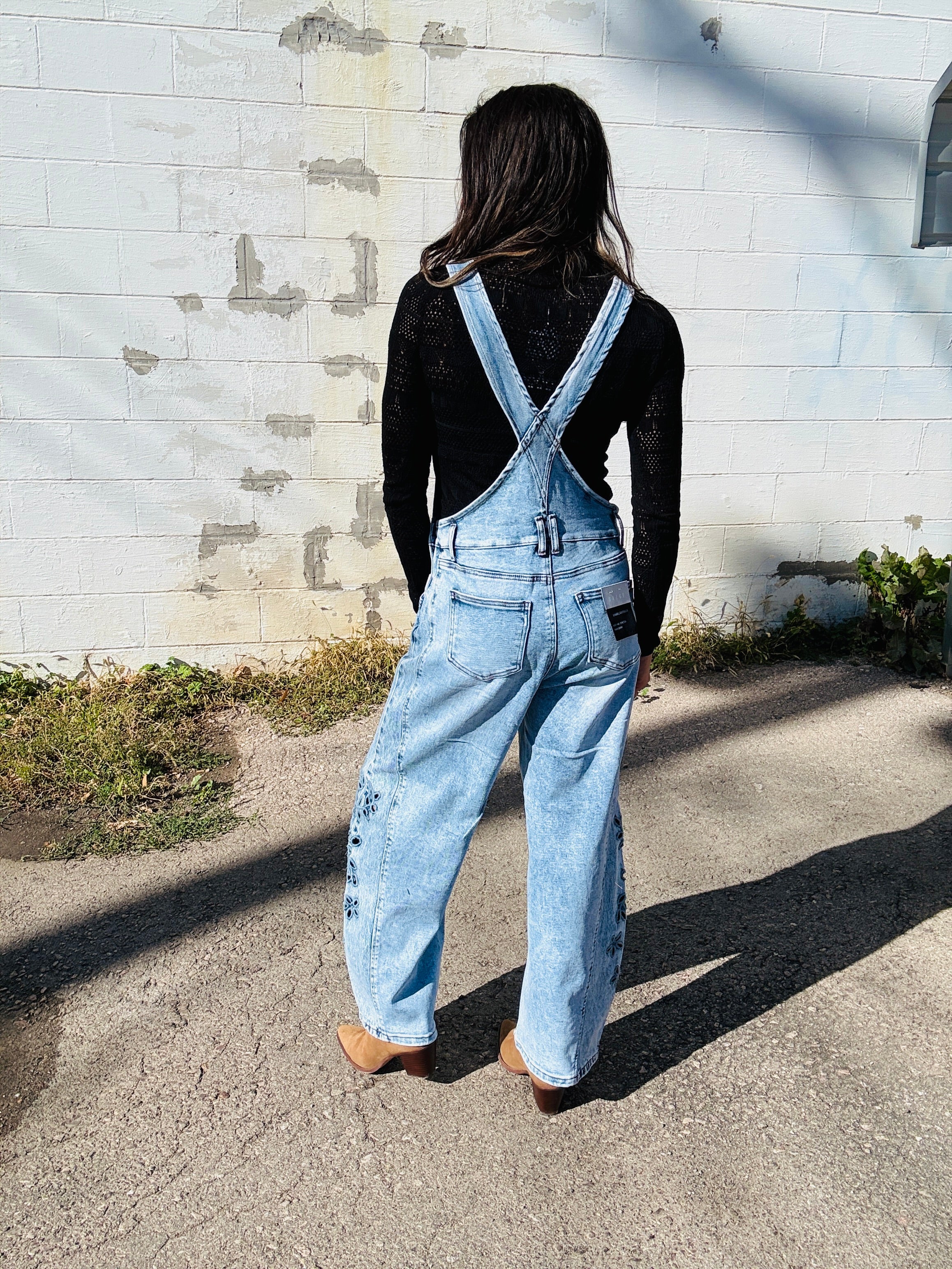 Embroidered Denim Overalls
