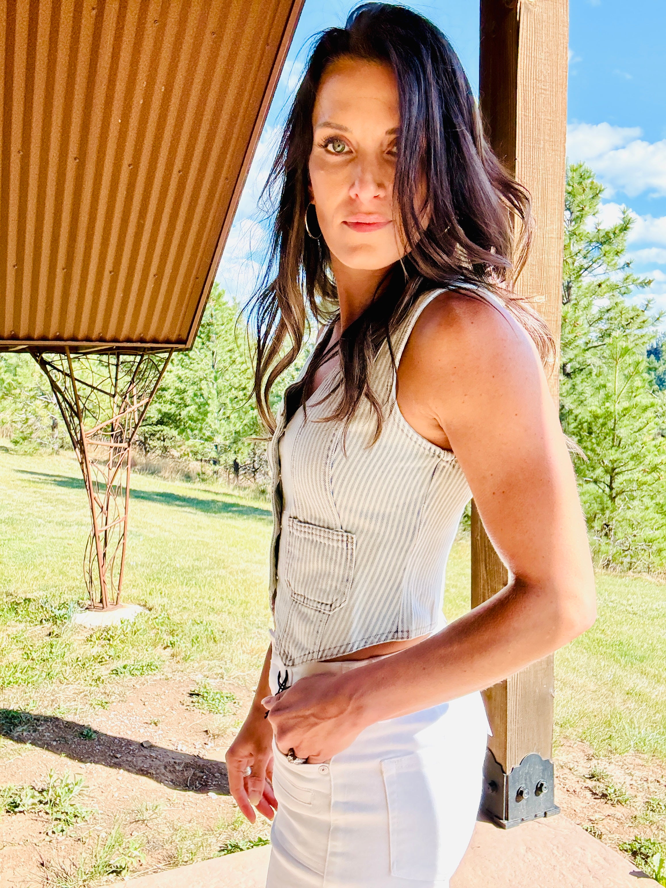 Acid Wash Stripe Vest