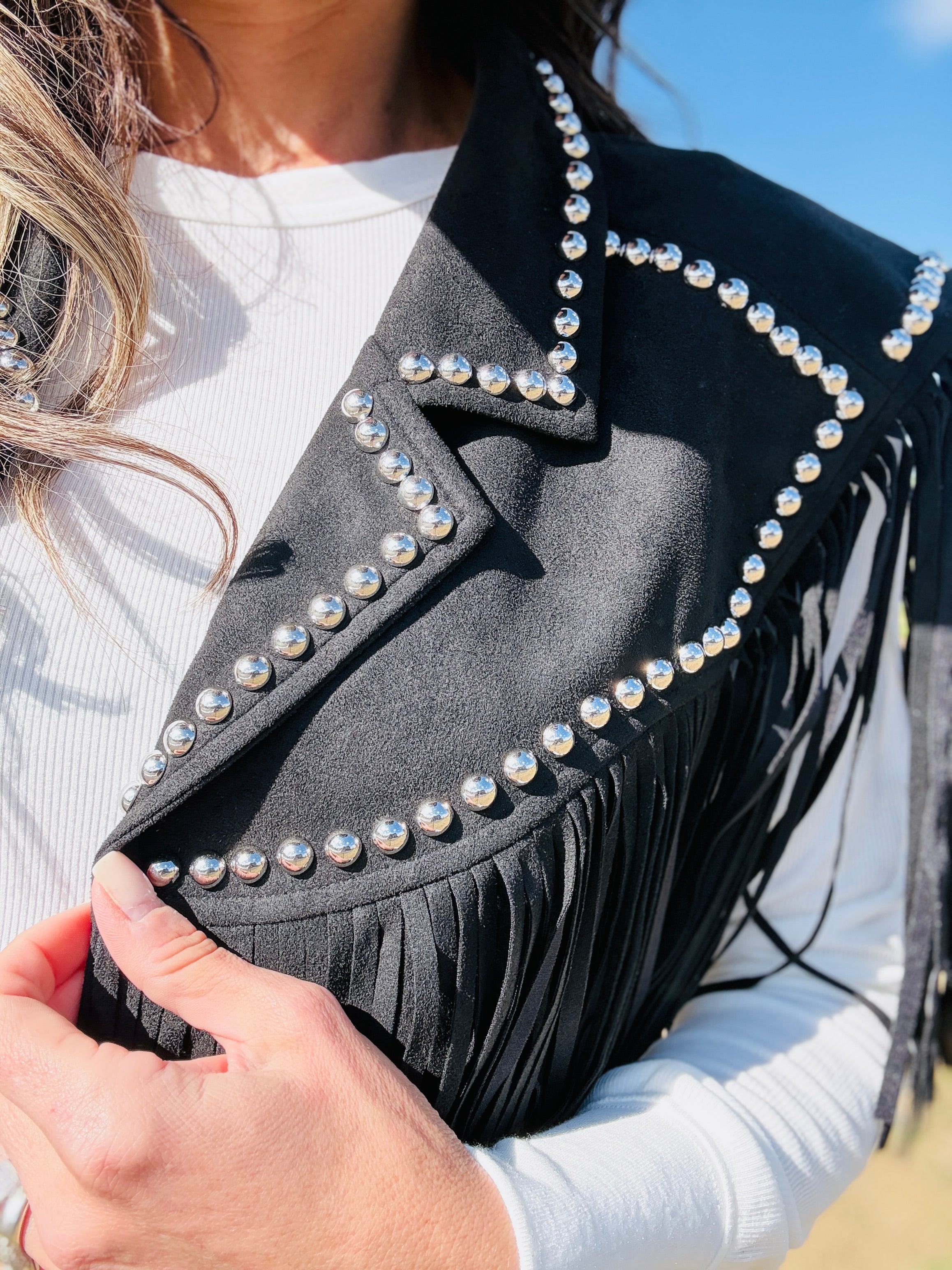 Studded Fringe Shrug