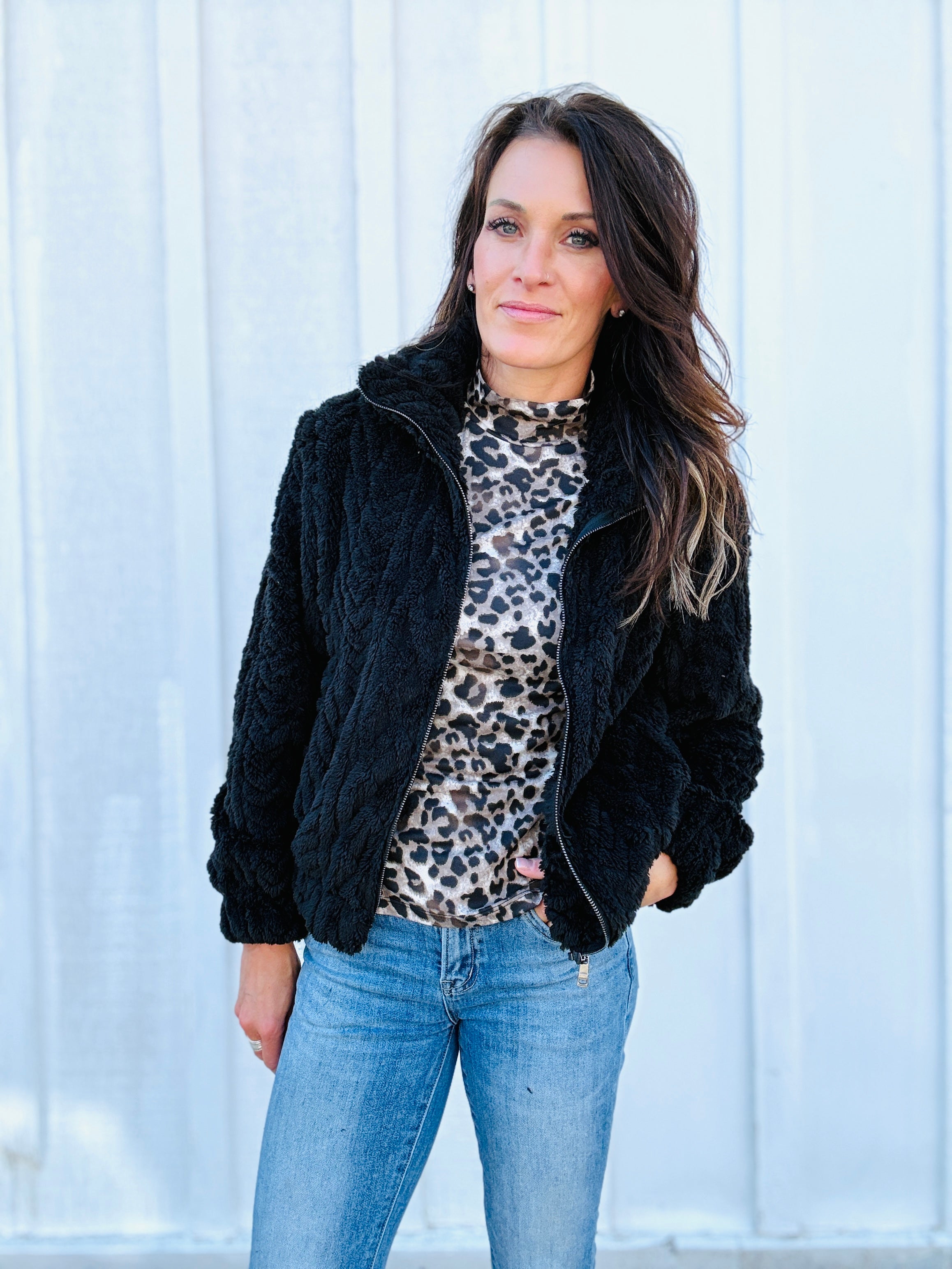Sasha Leopard Mock Neck Top