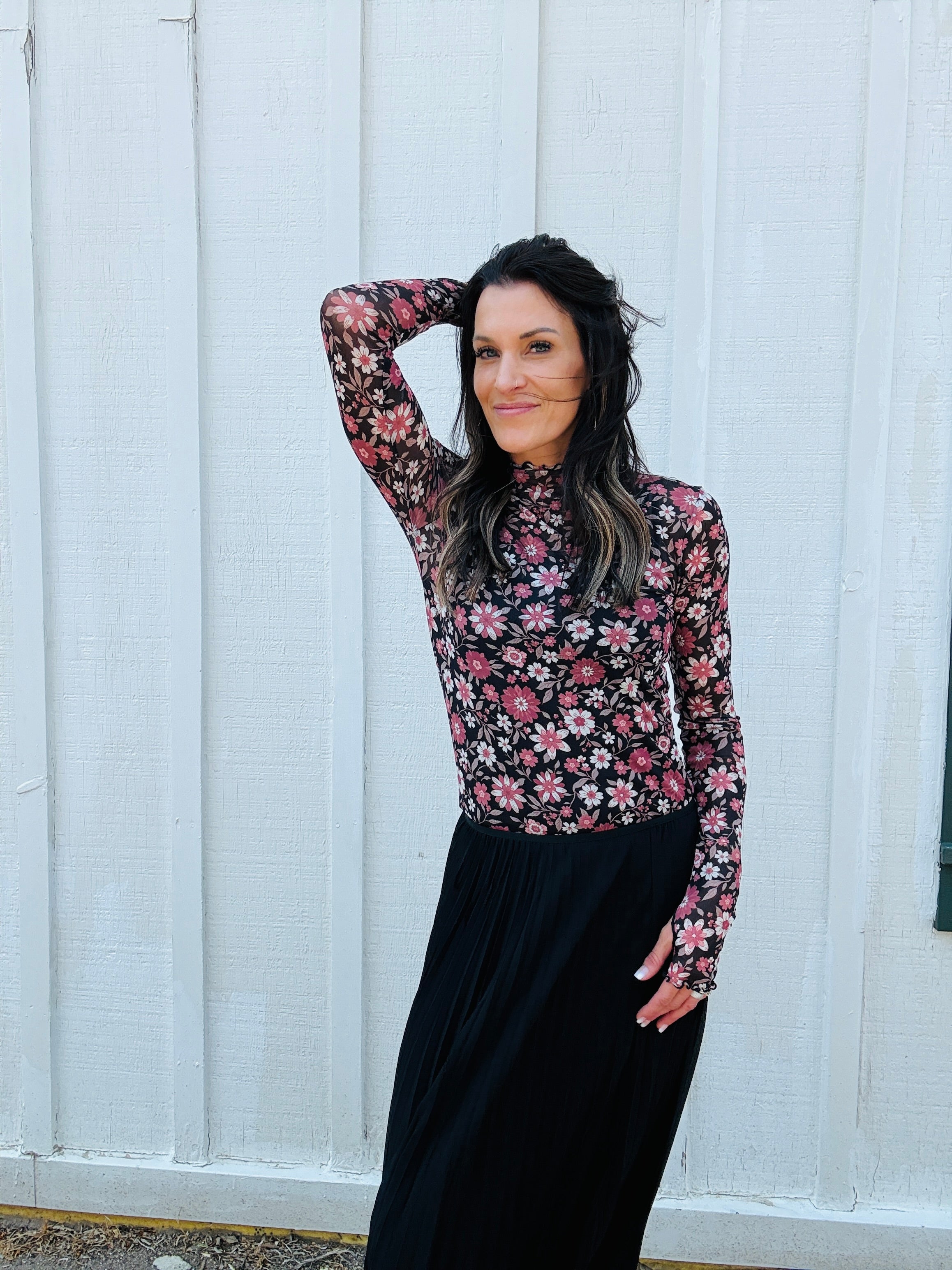 Floral Mesh Long Sleeve