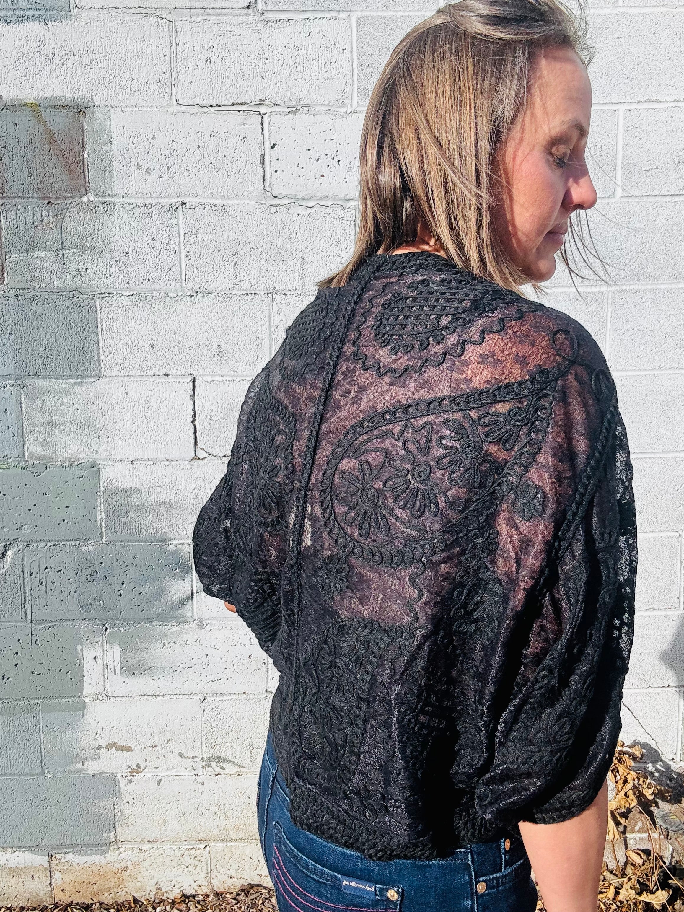 Crochet Half Batwing Sleeve Cardi