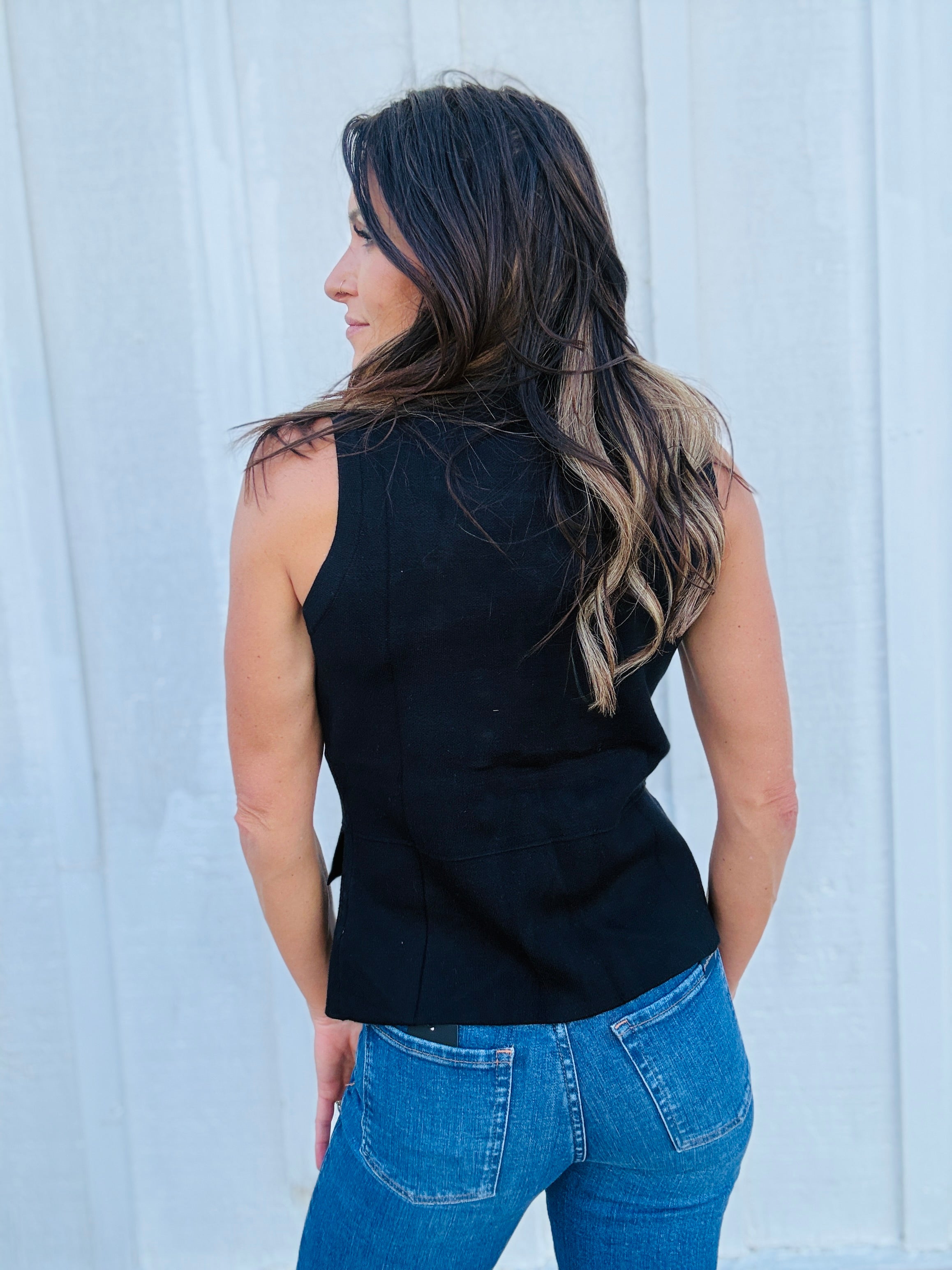 Military Button Sweater Vest