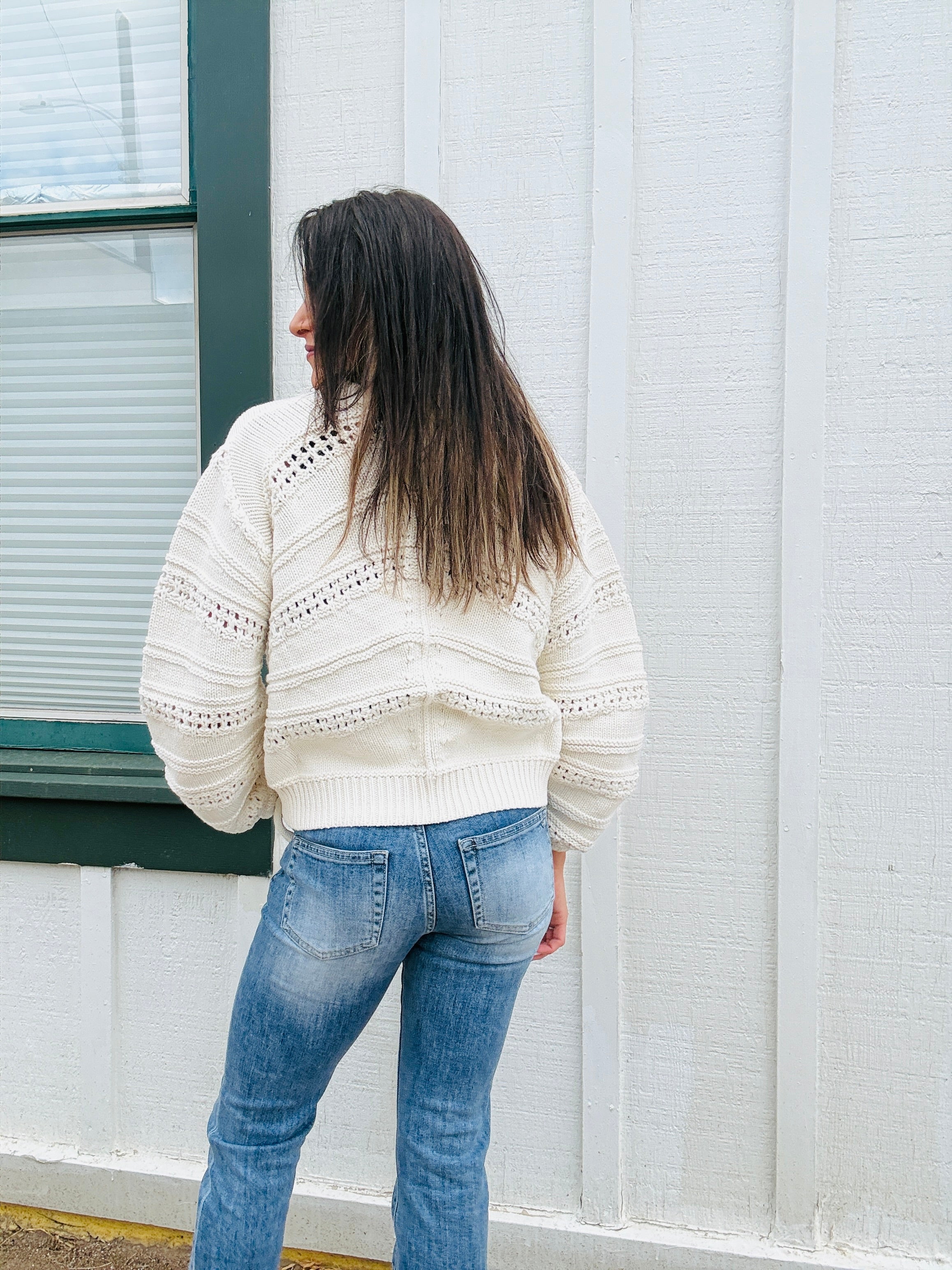 ELAN Camille Open-Knit Sweater