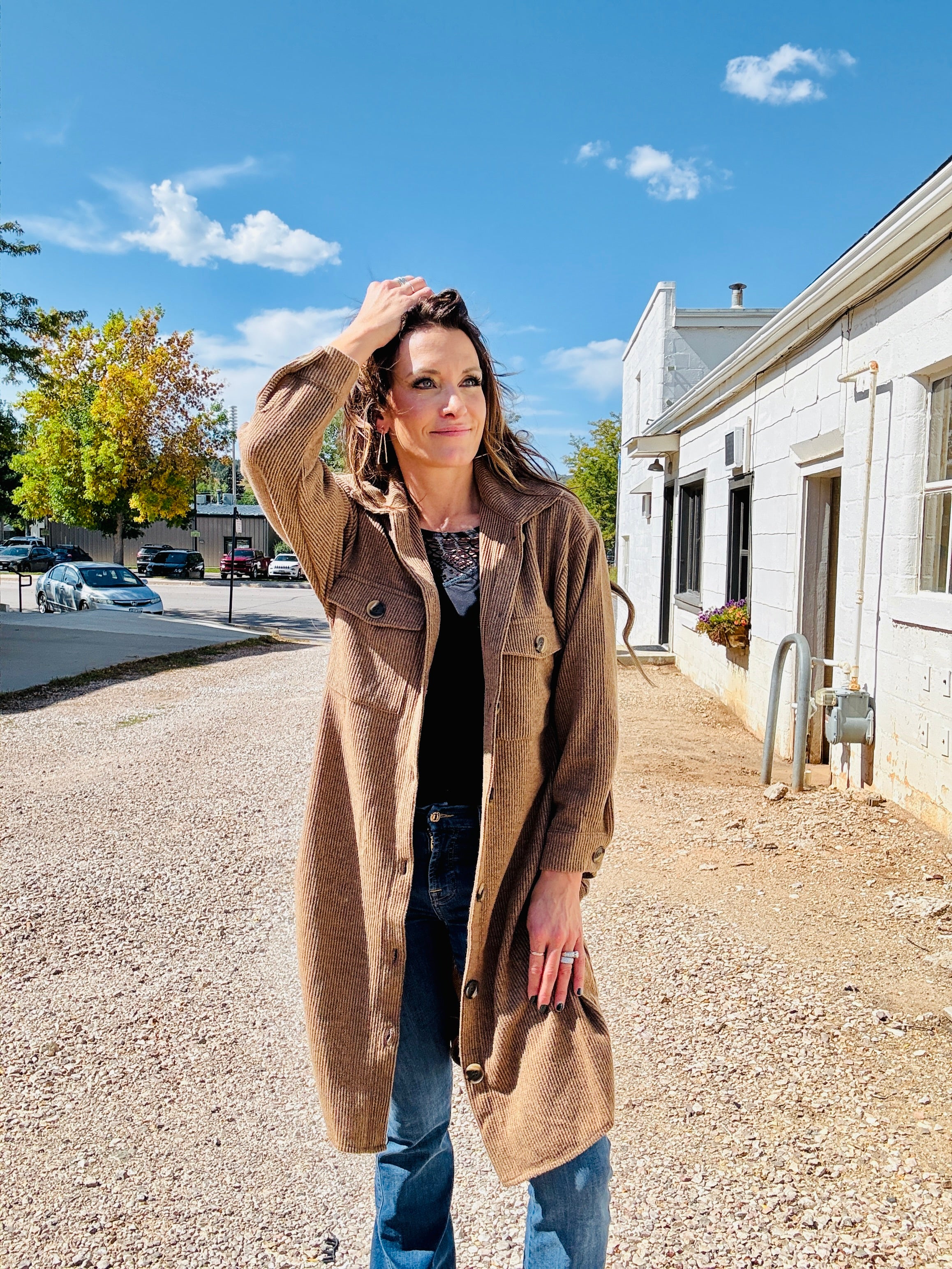 Long Brushed Waffle Jacket