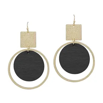 Textured Square & Circle Earring