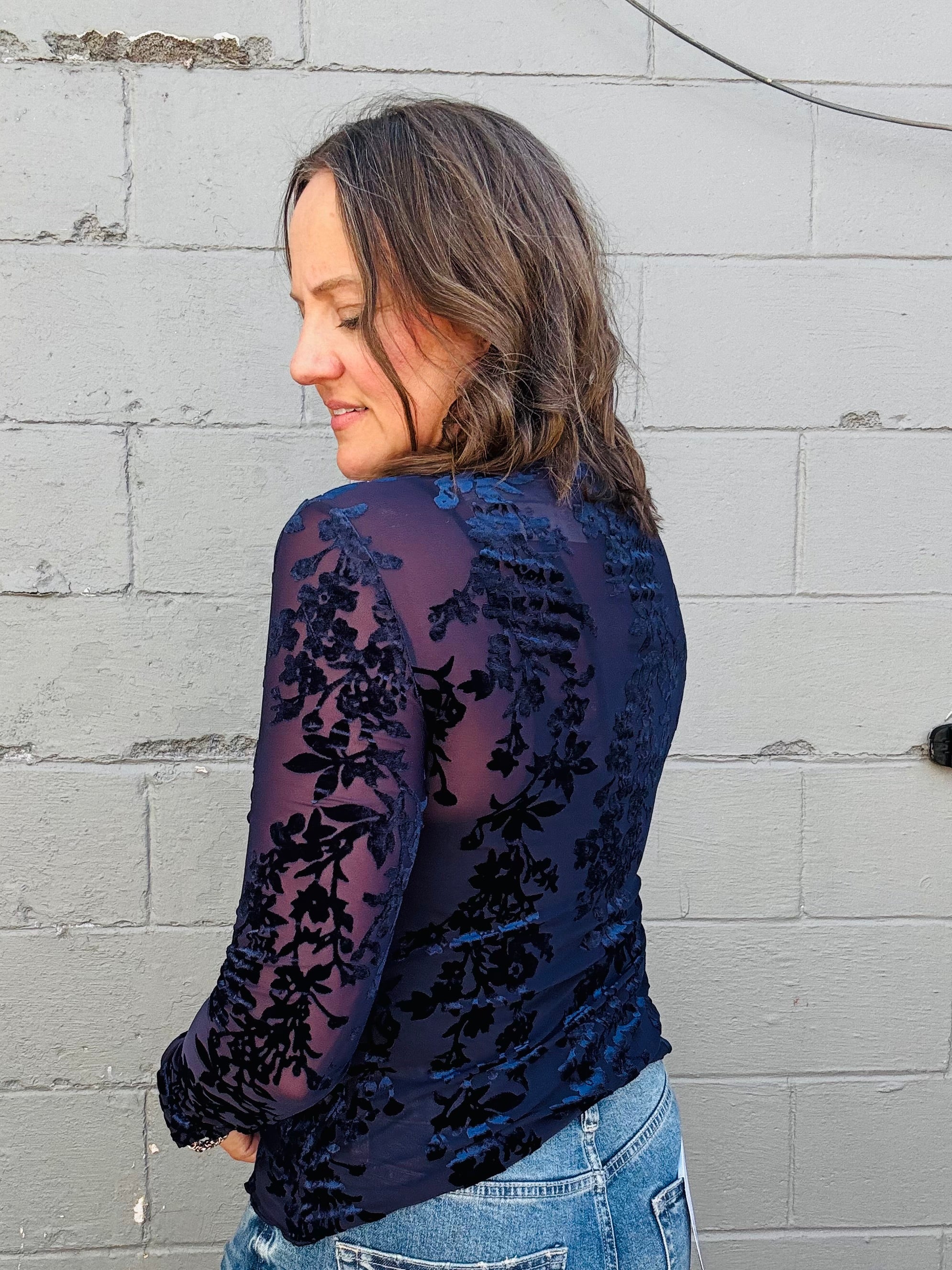 Velvet Mesh Long Sleeve