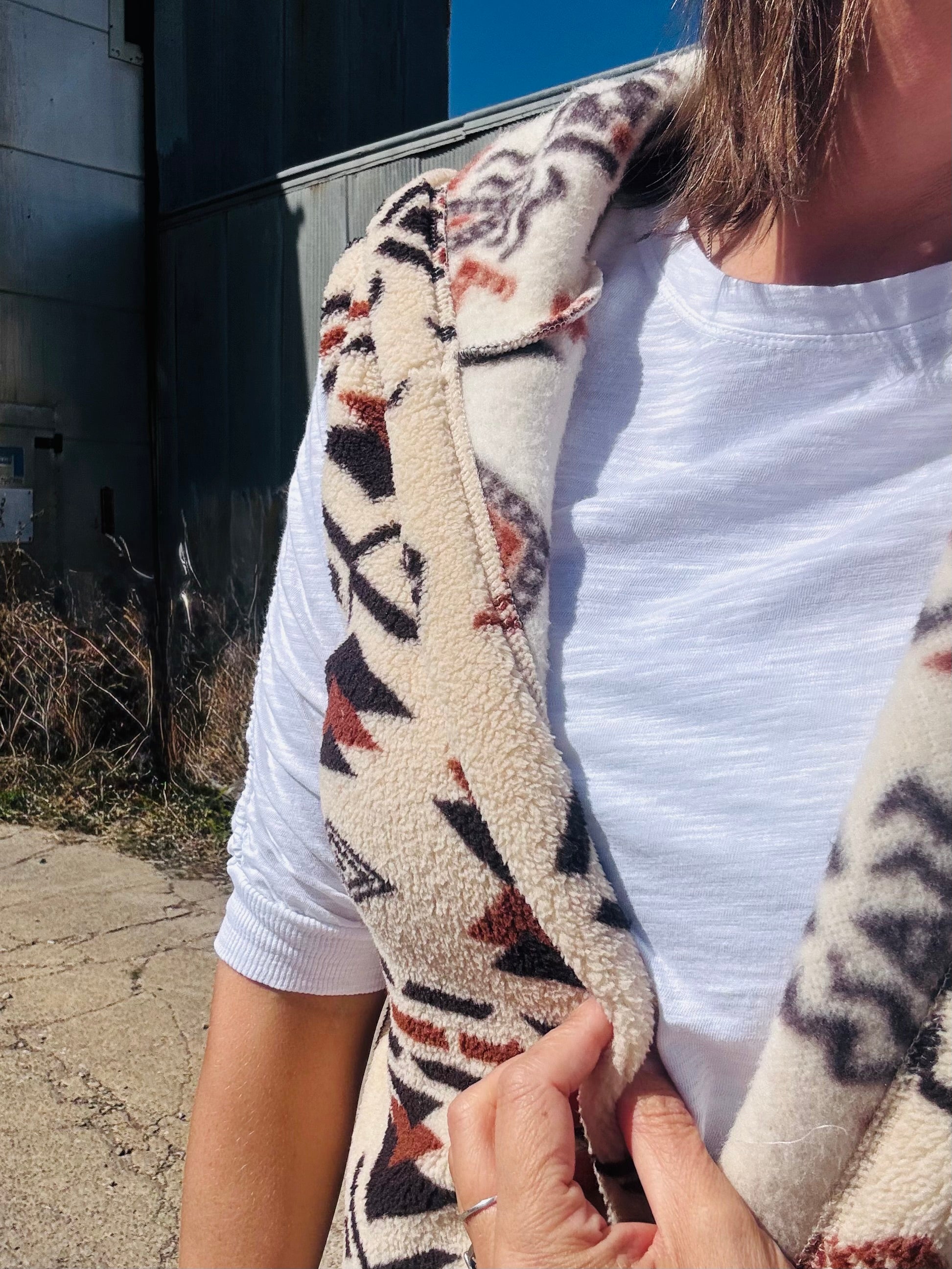 Aztec Plush Hooded Vest