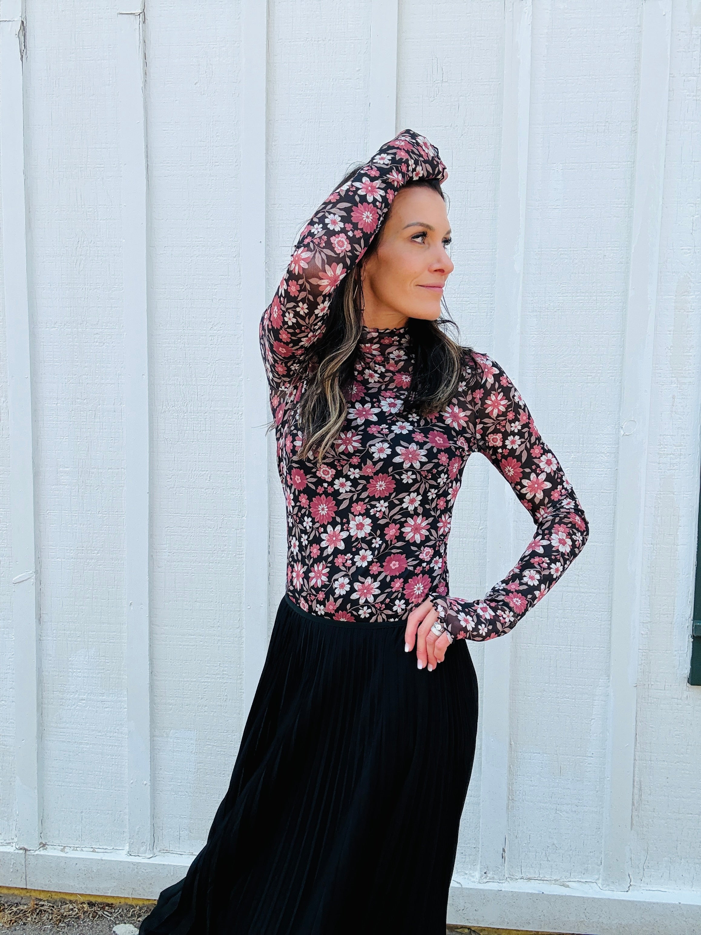 Floral Mesh Long Sleeve