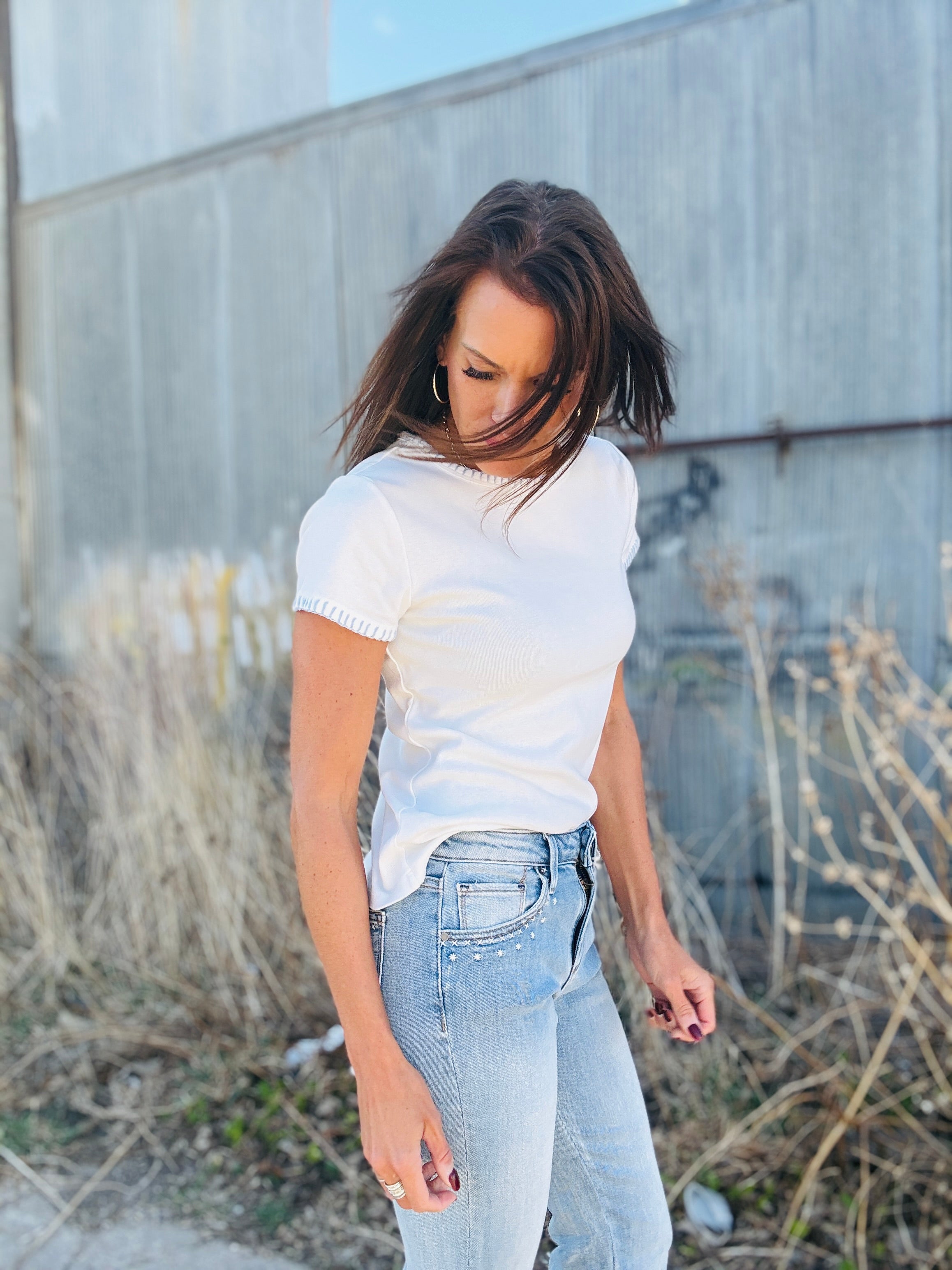 Dylan Brooks Blanket Stitch Tee