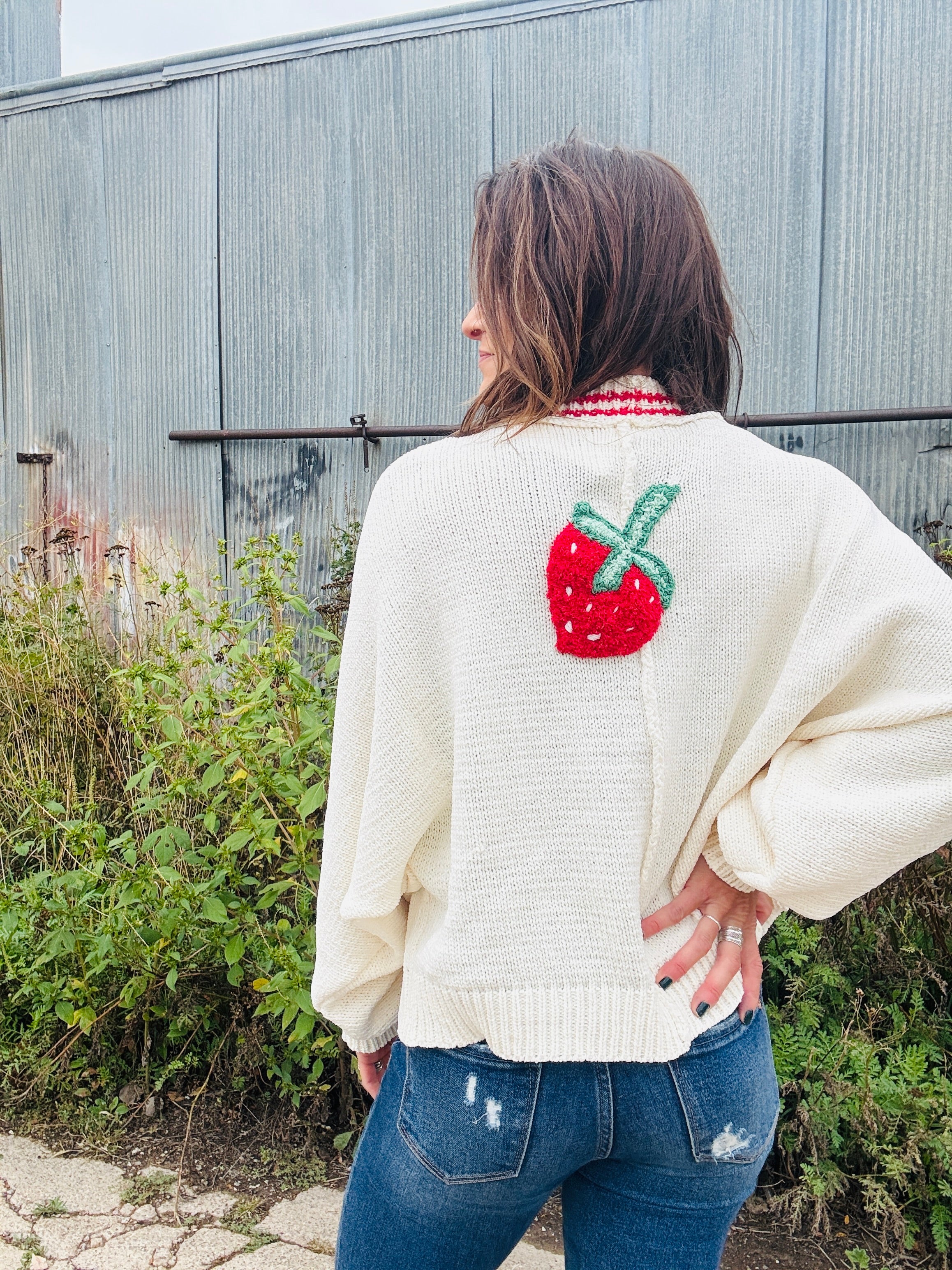 Strawberry V Neck Sweater