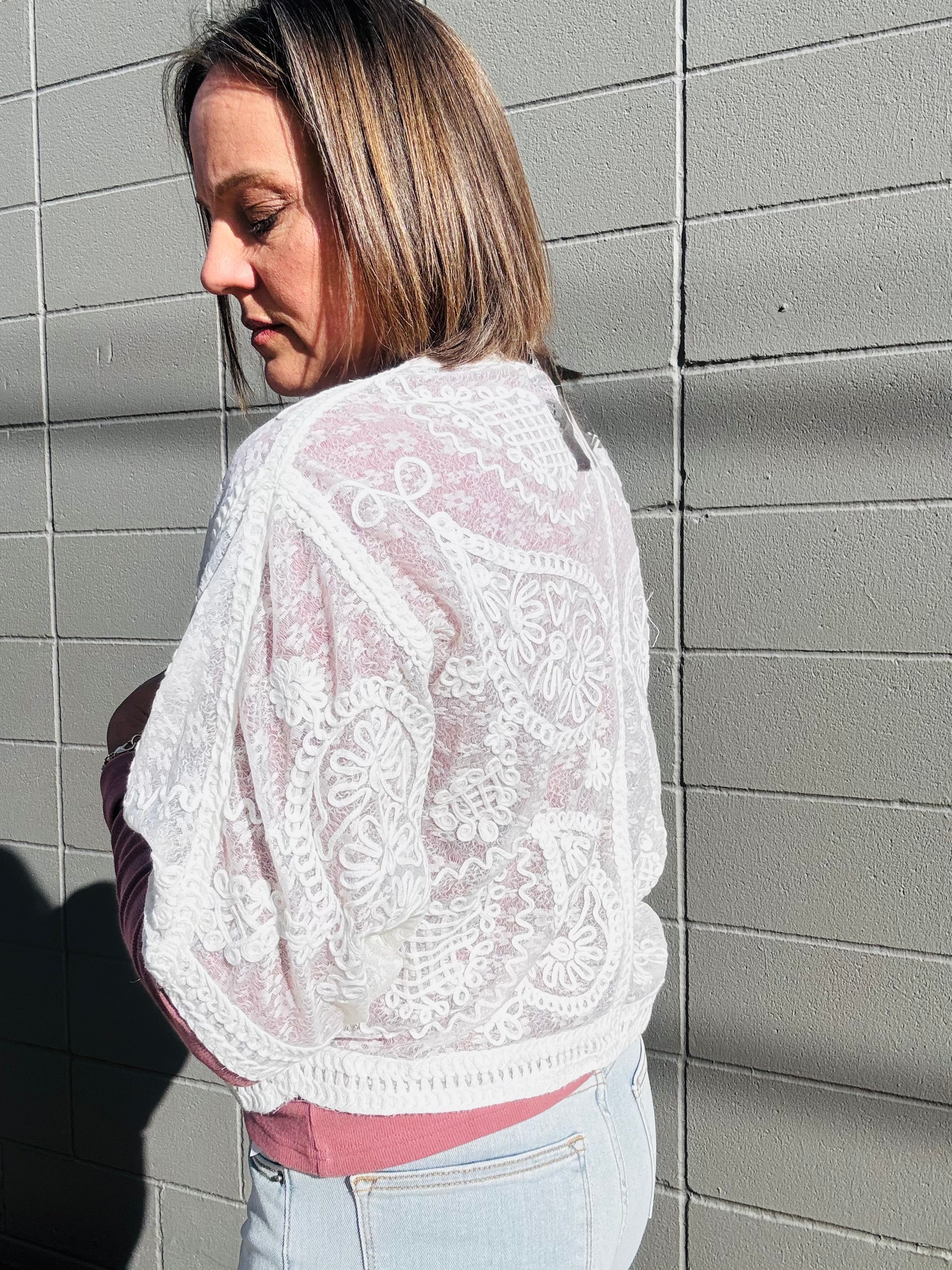 Crochet Half Batwing Sleeve Cardi