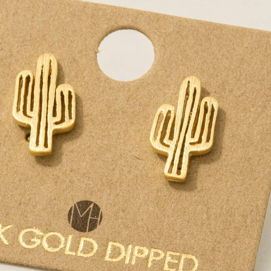 Dainty Desert Cactus Stud Earrings