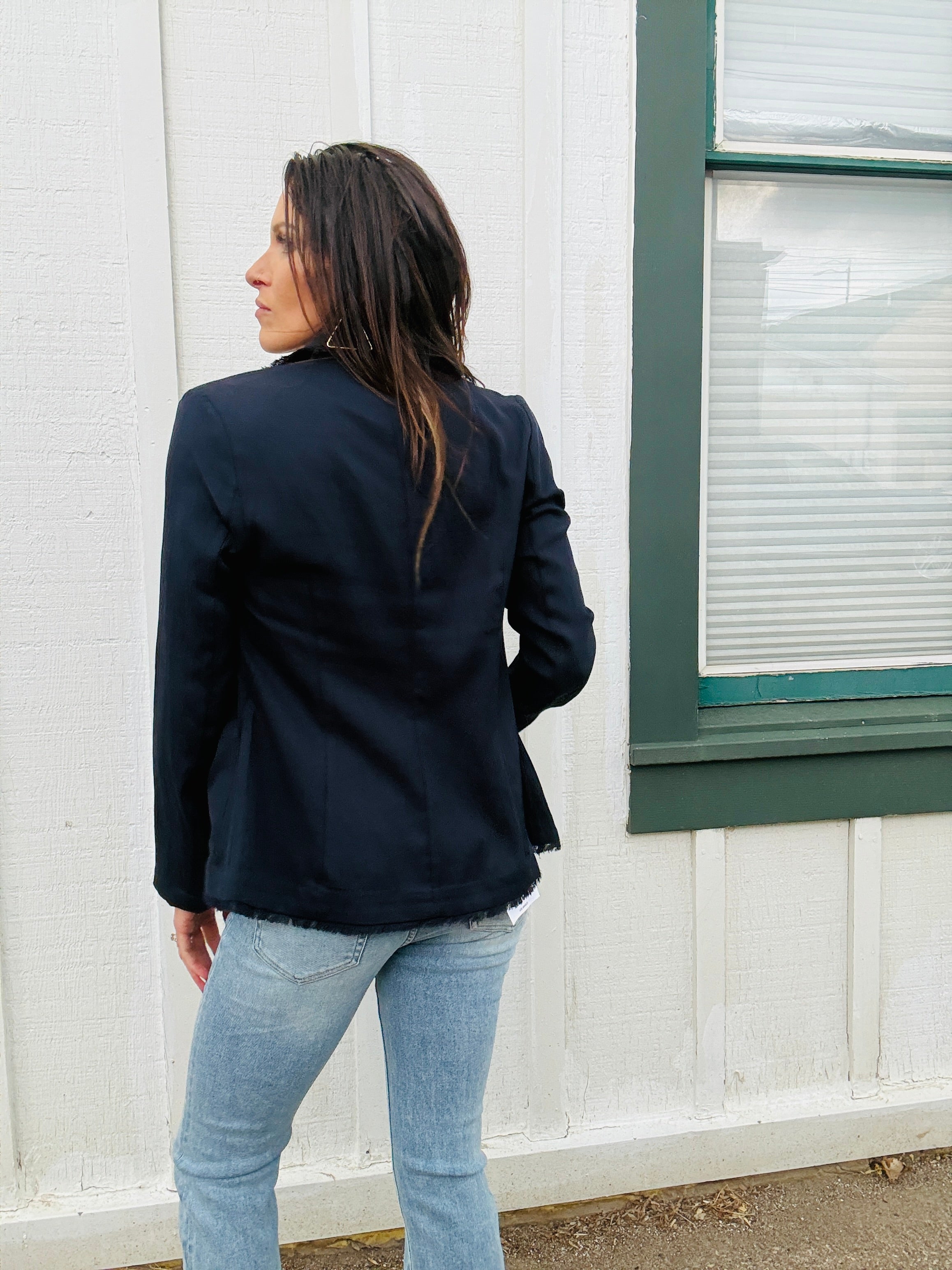 Elan Fringe Hem Blazer