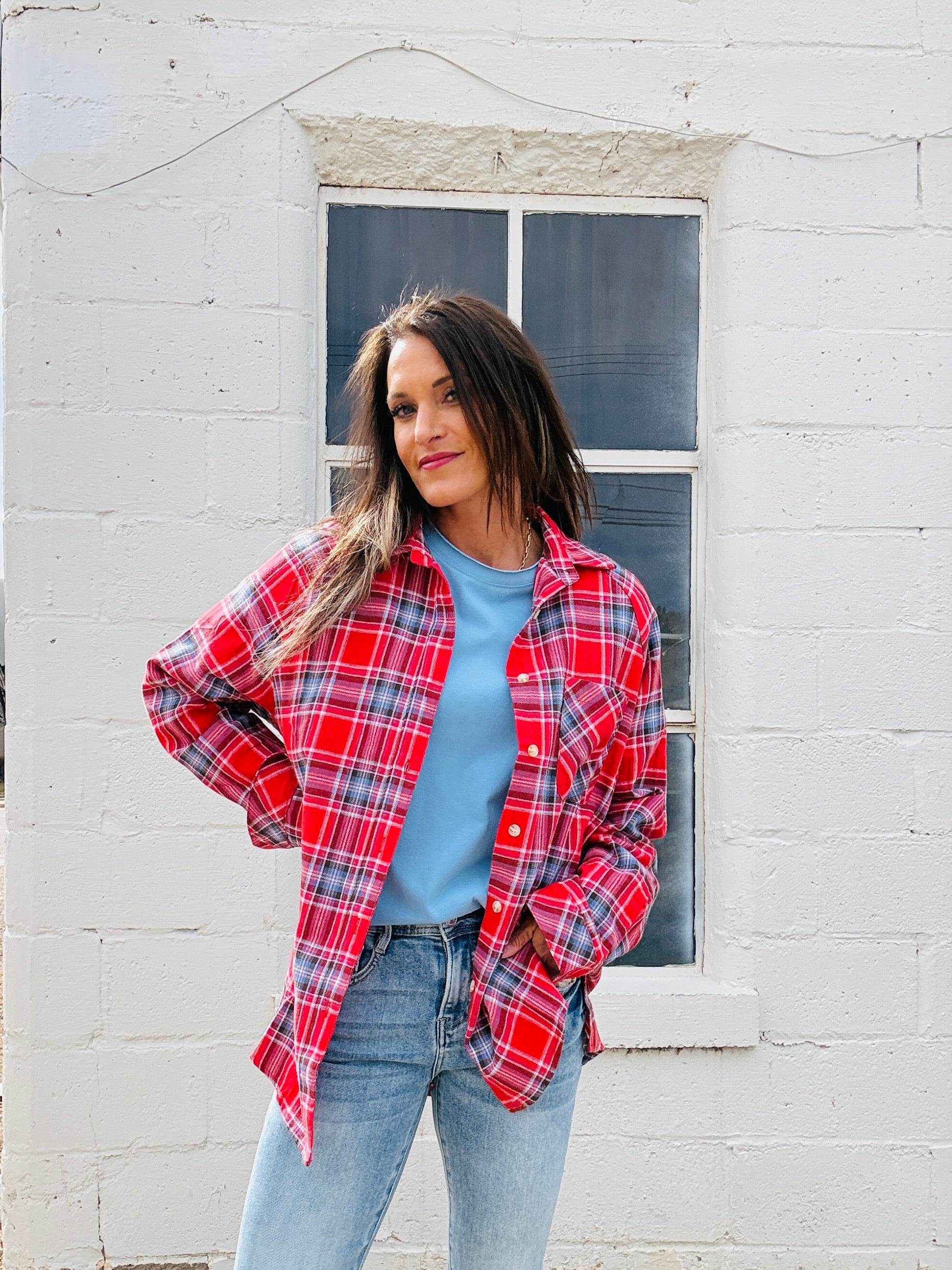 Oversized Plaid Button Down