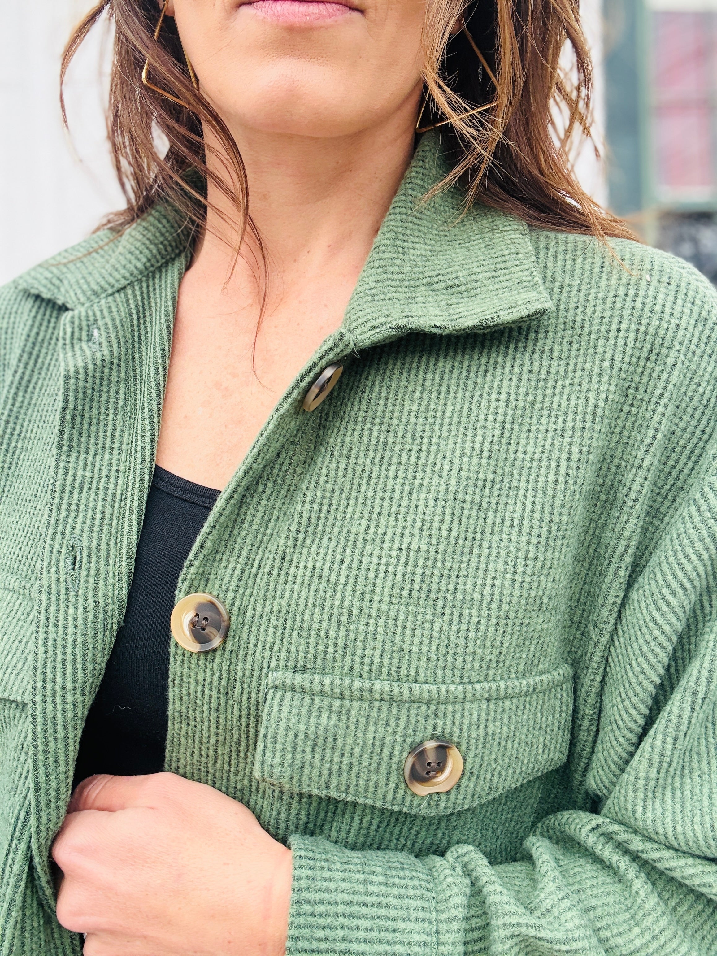 Long Brushed Waffle Jacket