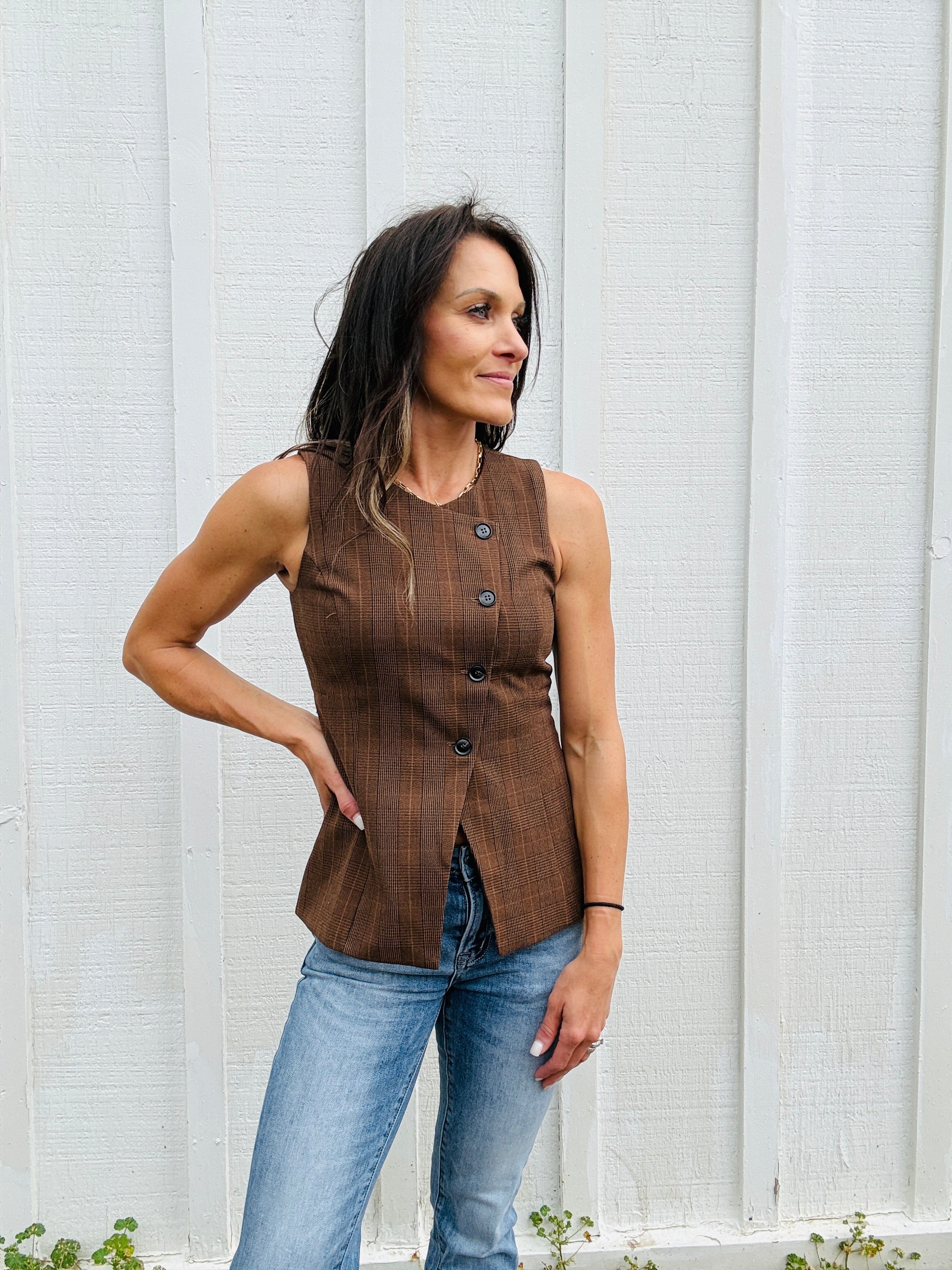 Beth Asymmetrical Button Vest