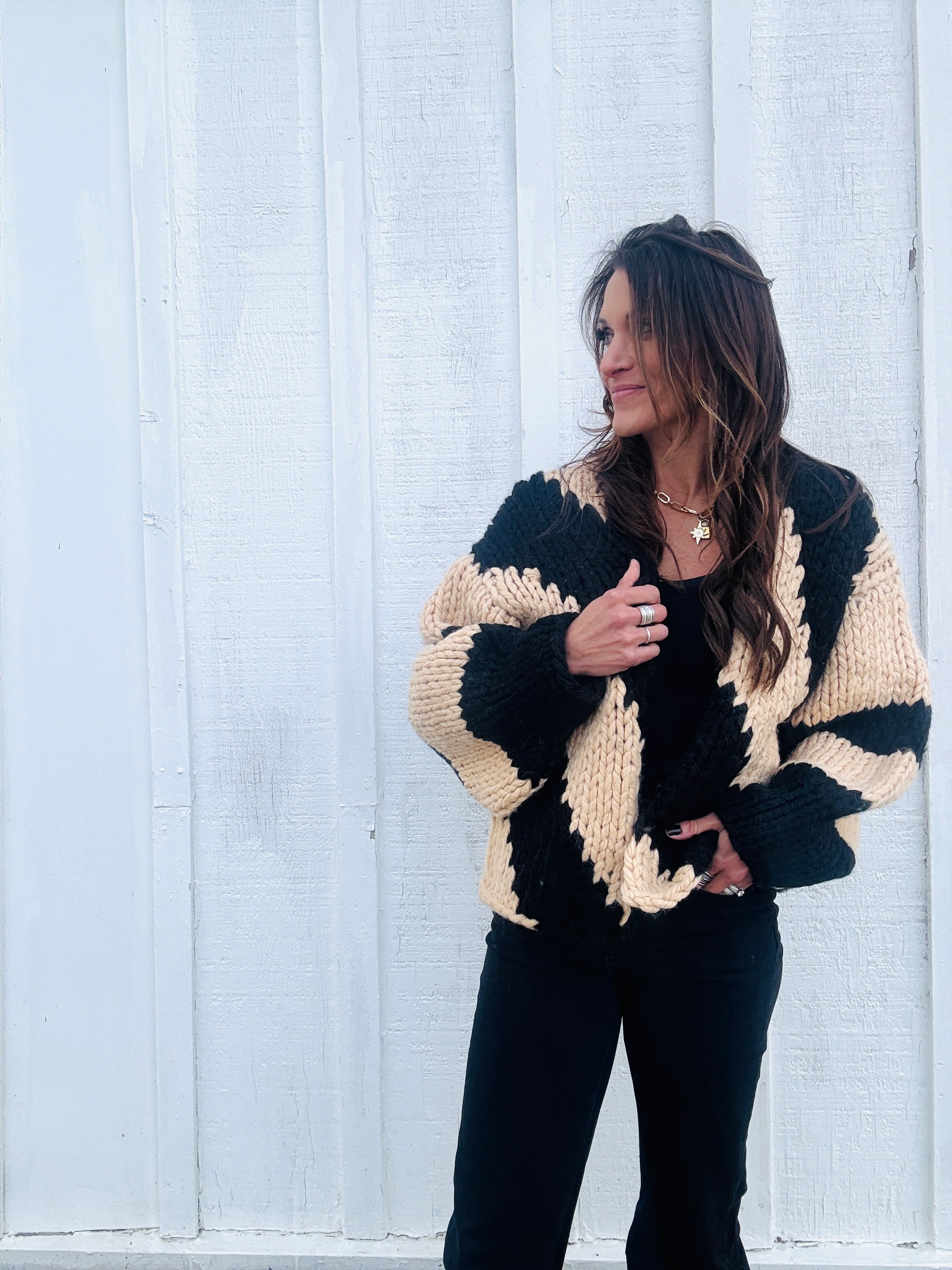 Chunky Knit Strip Cardigan