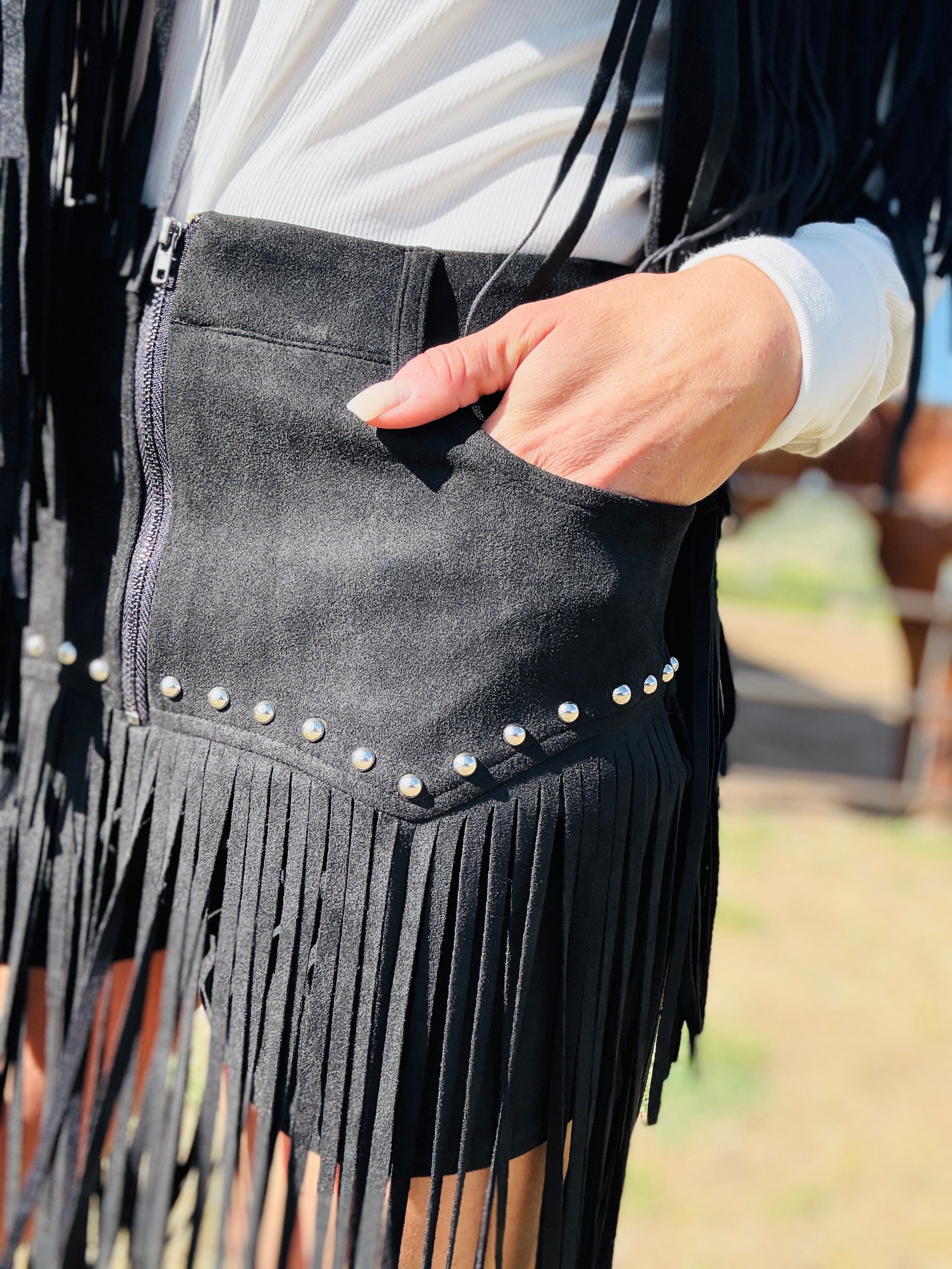 Fringe Studded Shorts
