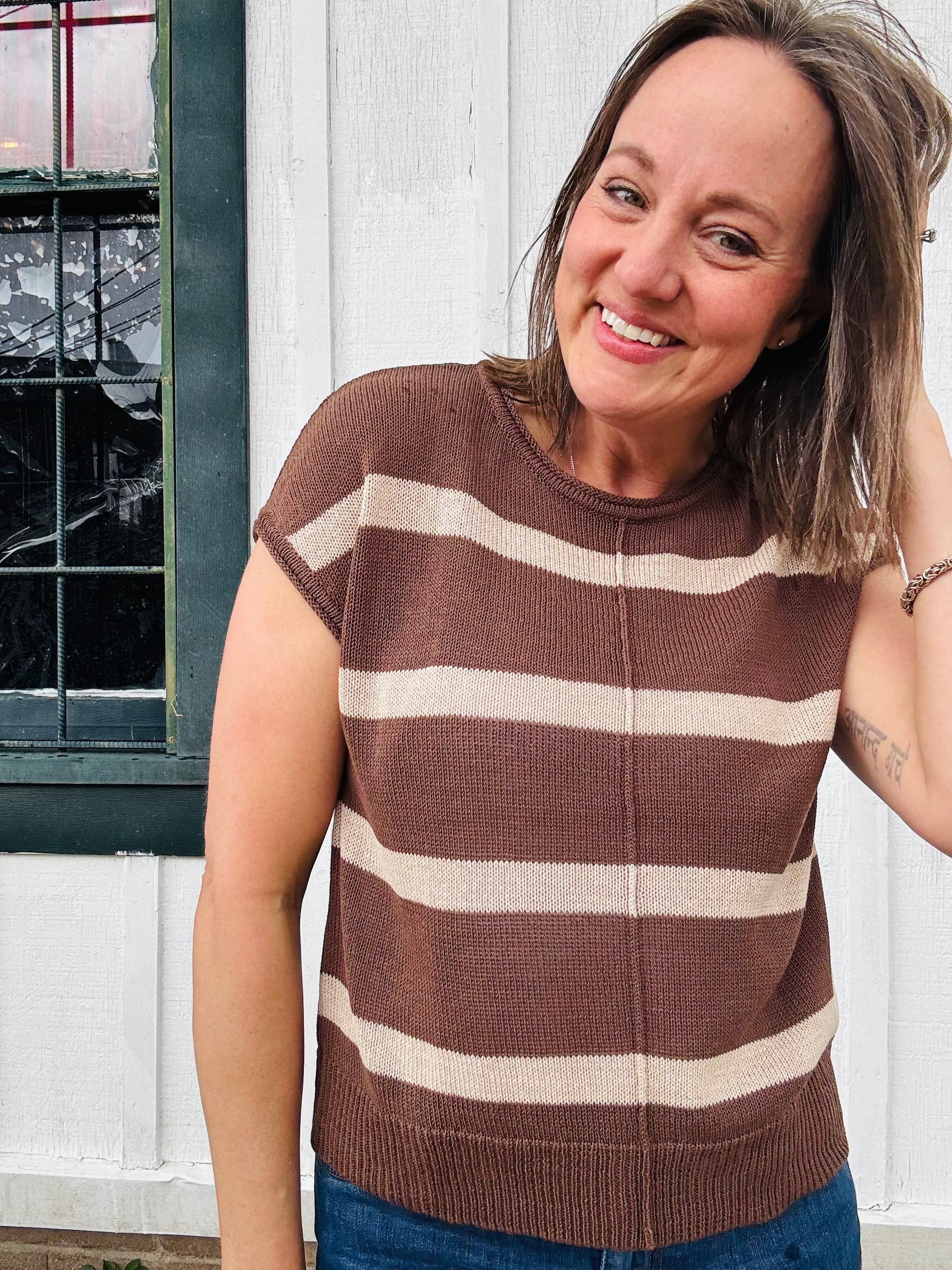 Striped Sleeveless Sweater