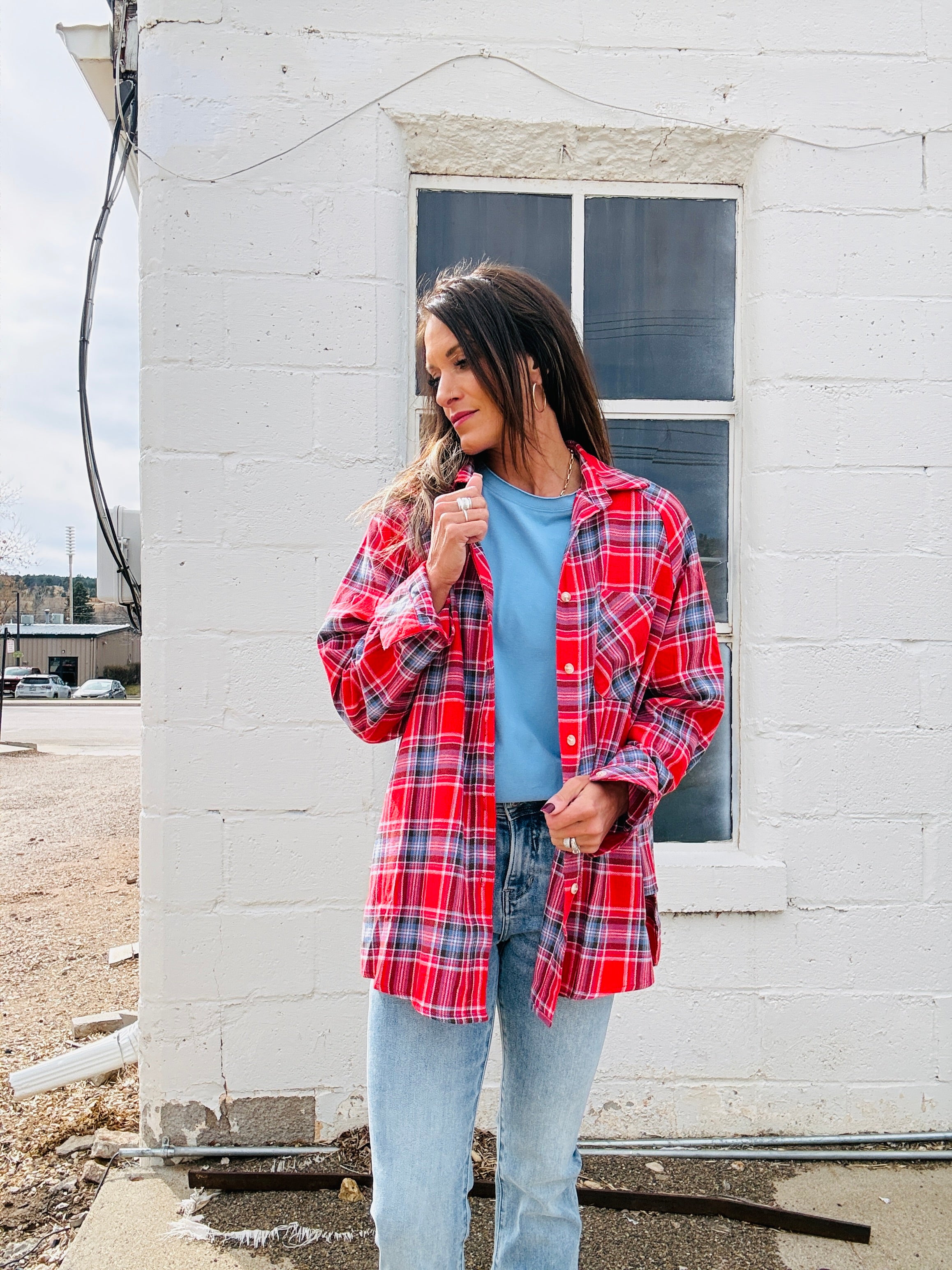 Oversized Plaid Button Down