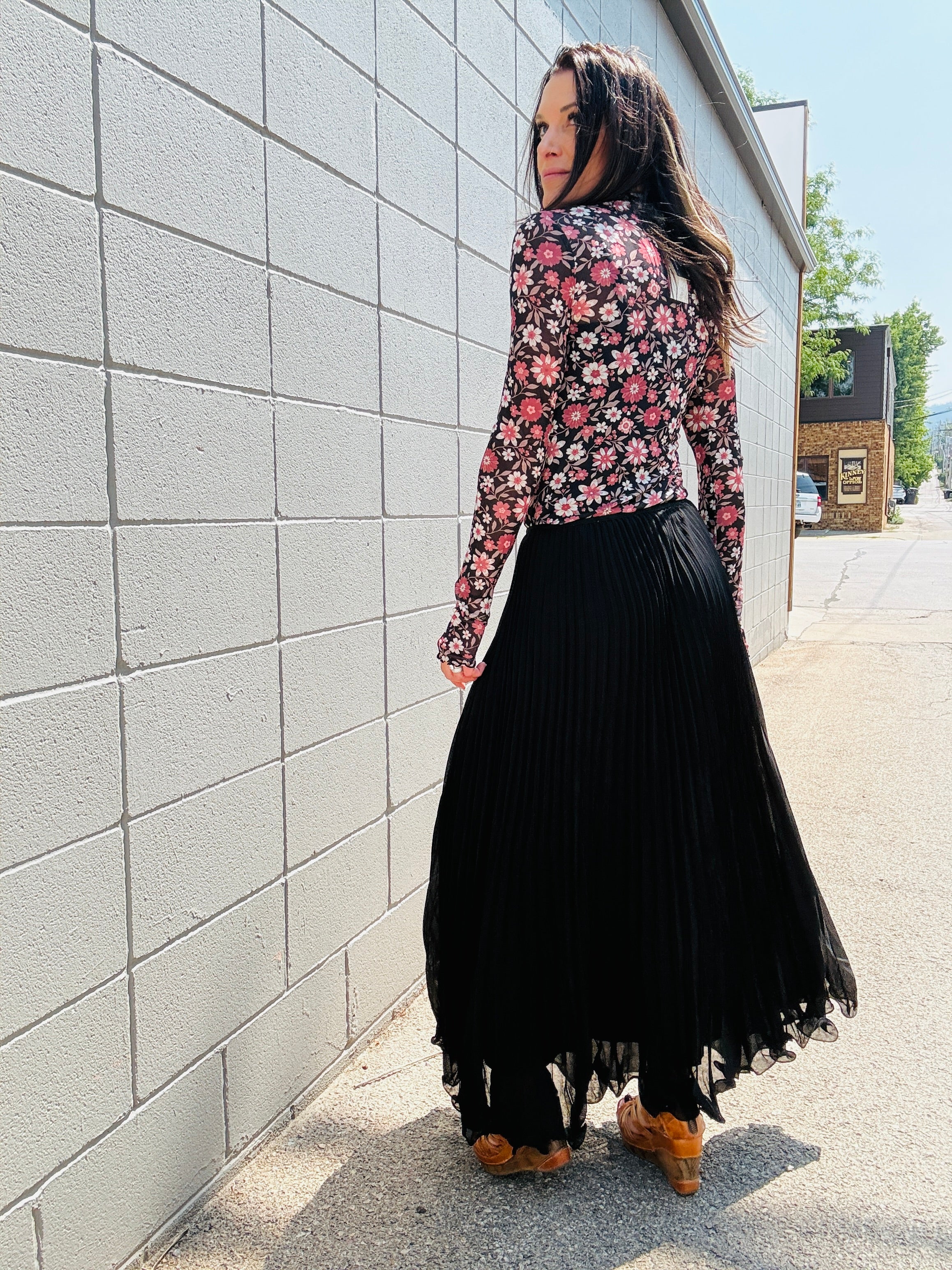 Pleated Maxi Skirt