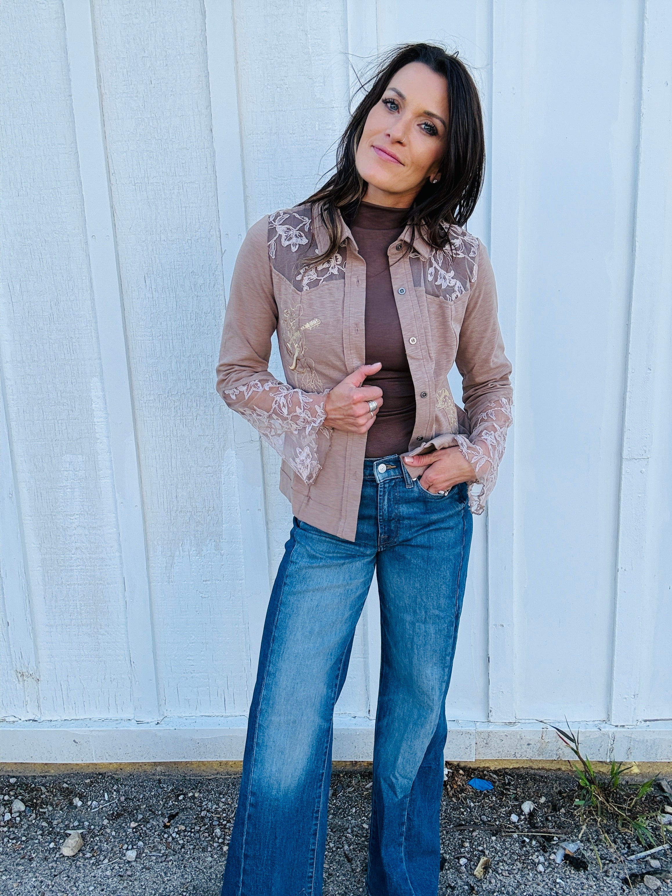 Western Spirit Lace Panel Top