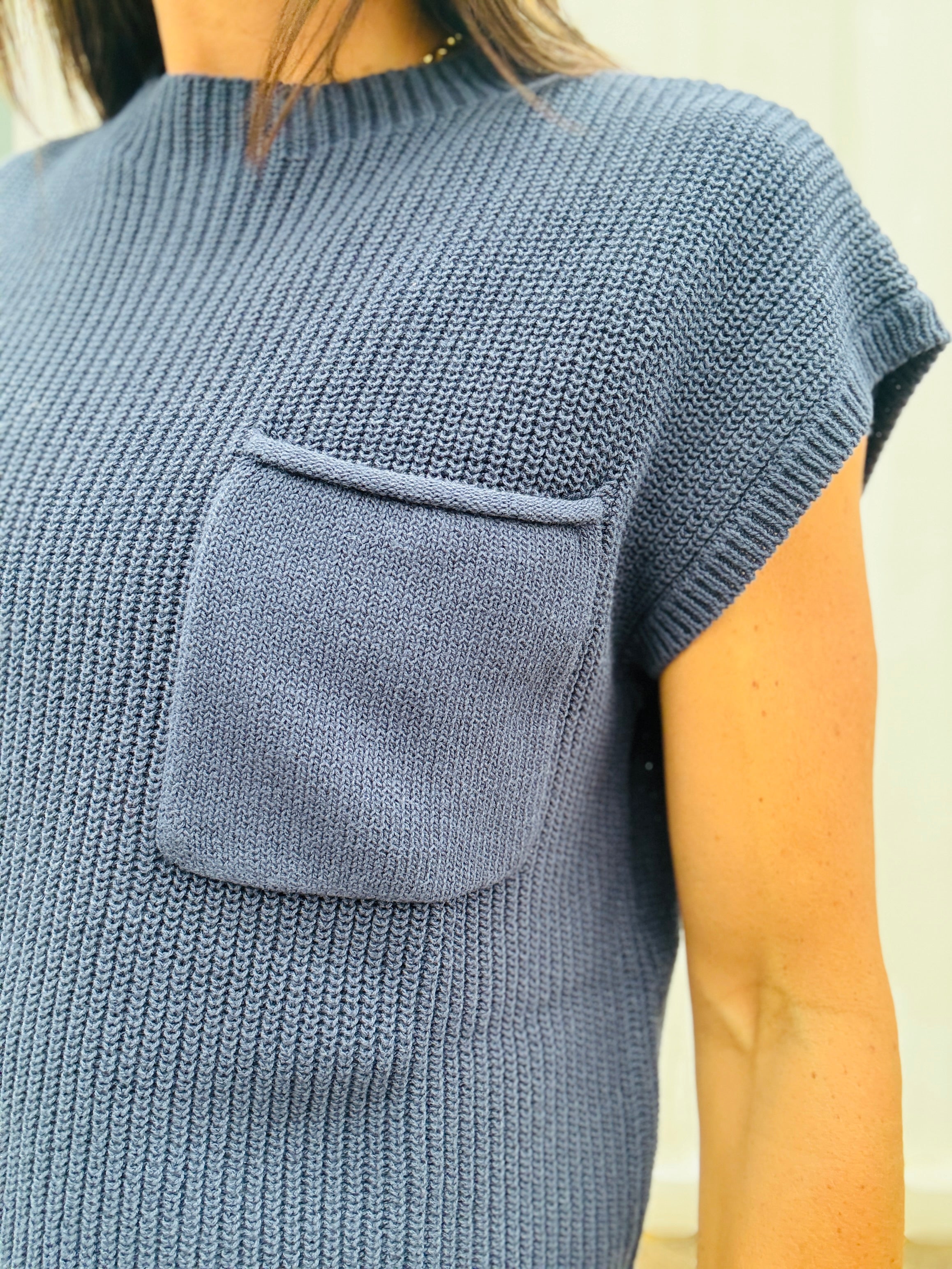 ELAN Quinn Ribbed Pocket Top