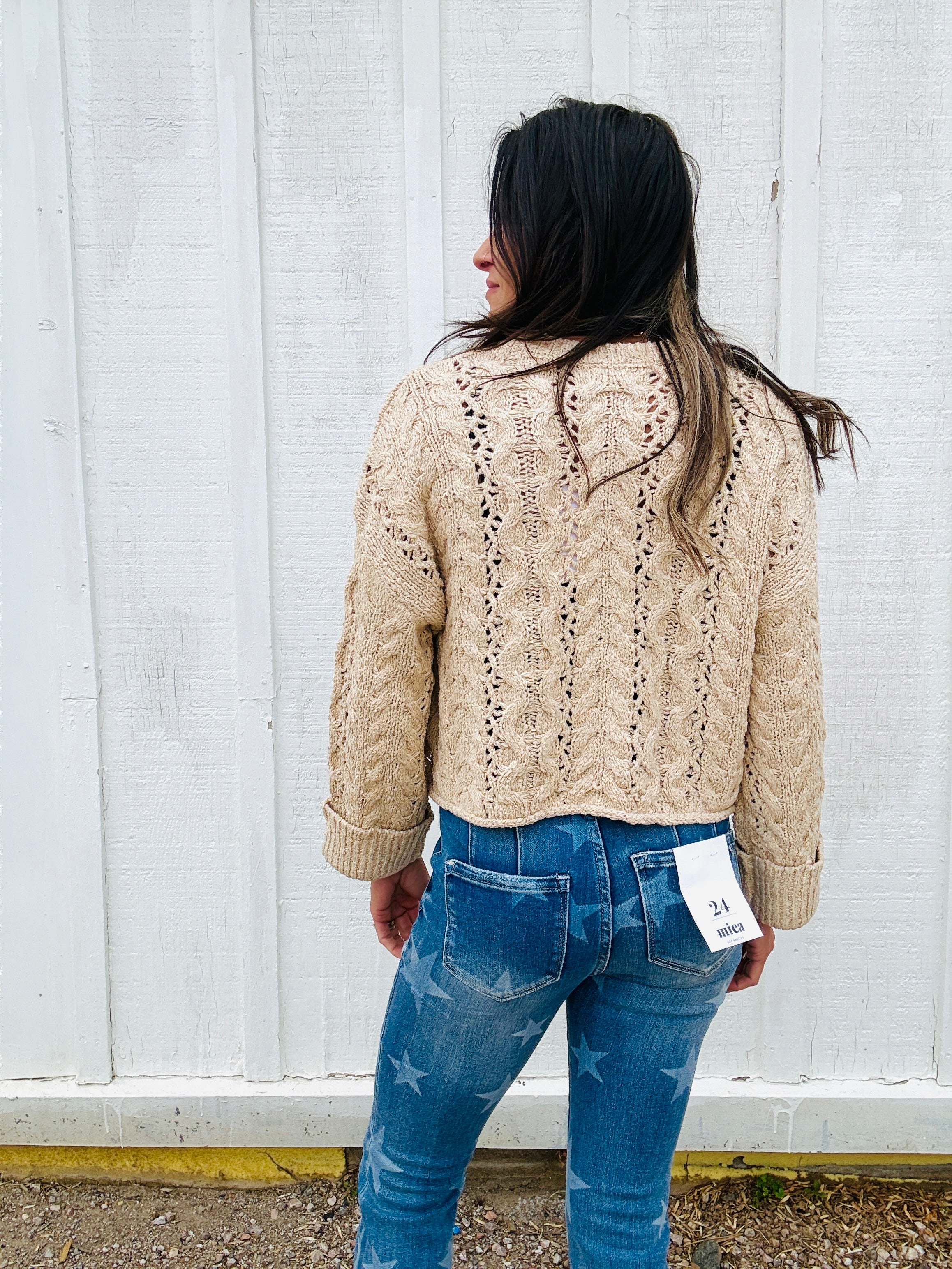 Cropped Cable Cardi