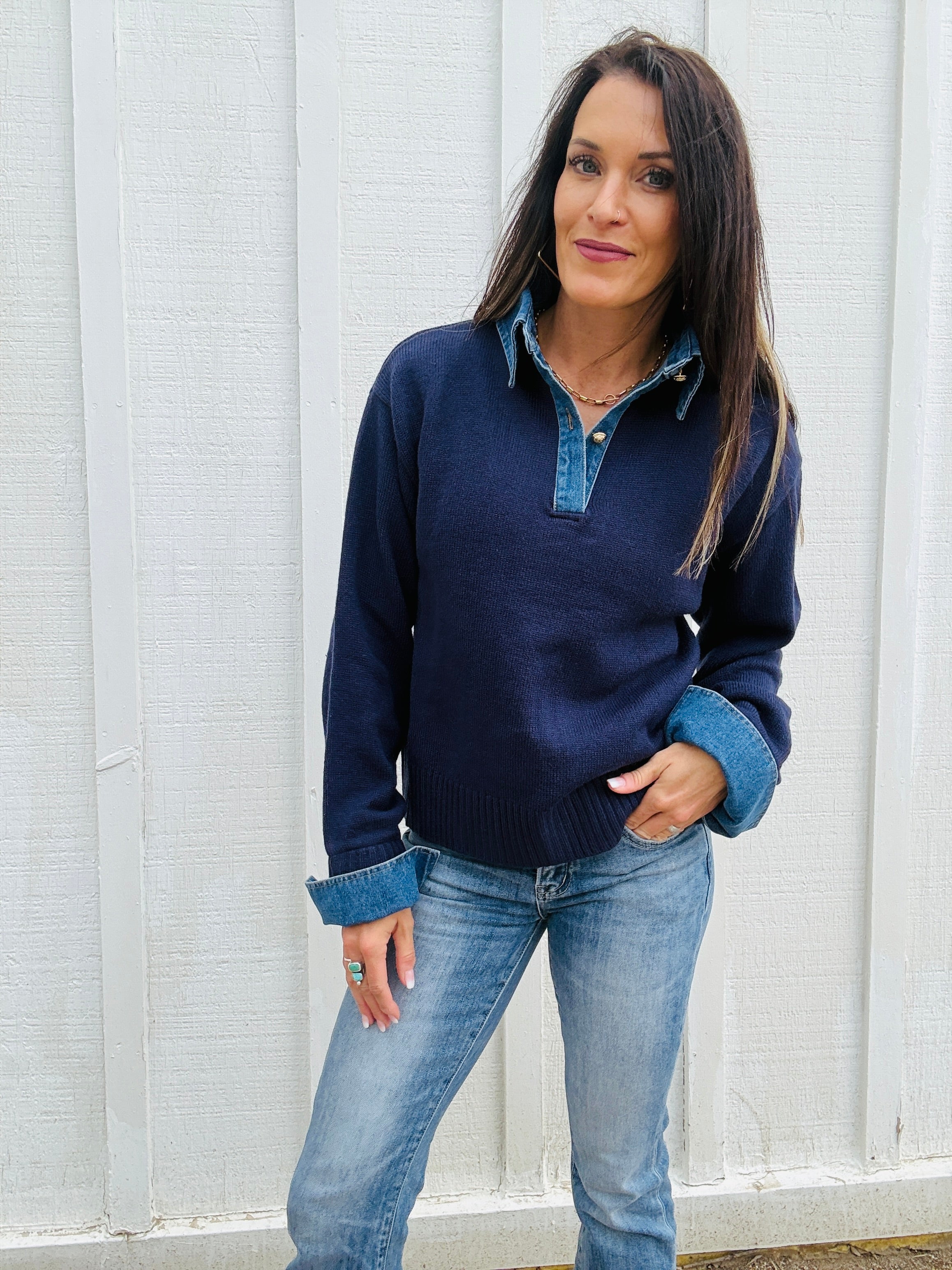 ELAN Delaney Layered Sweater