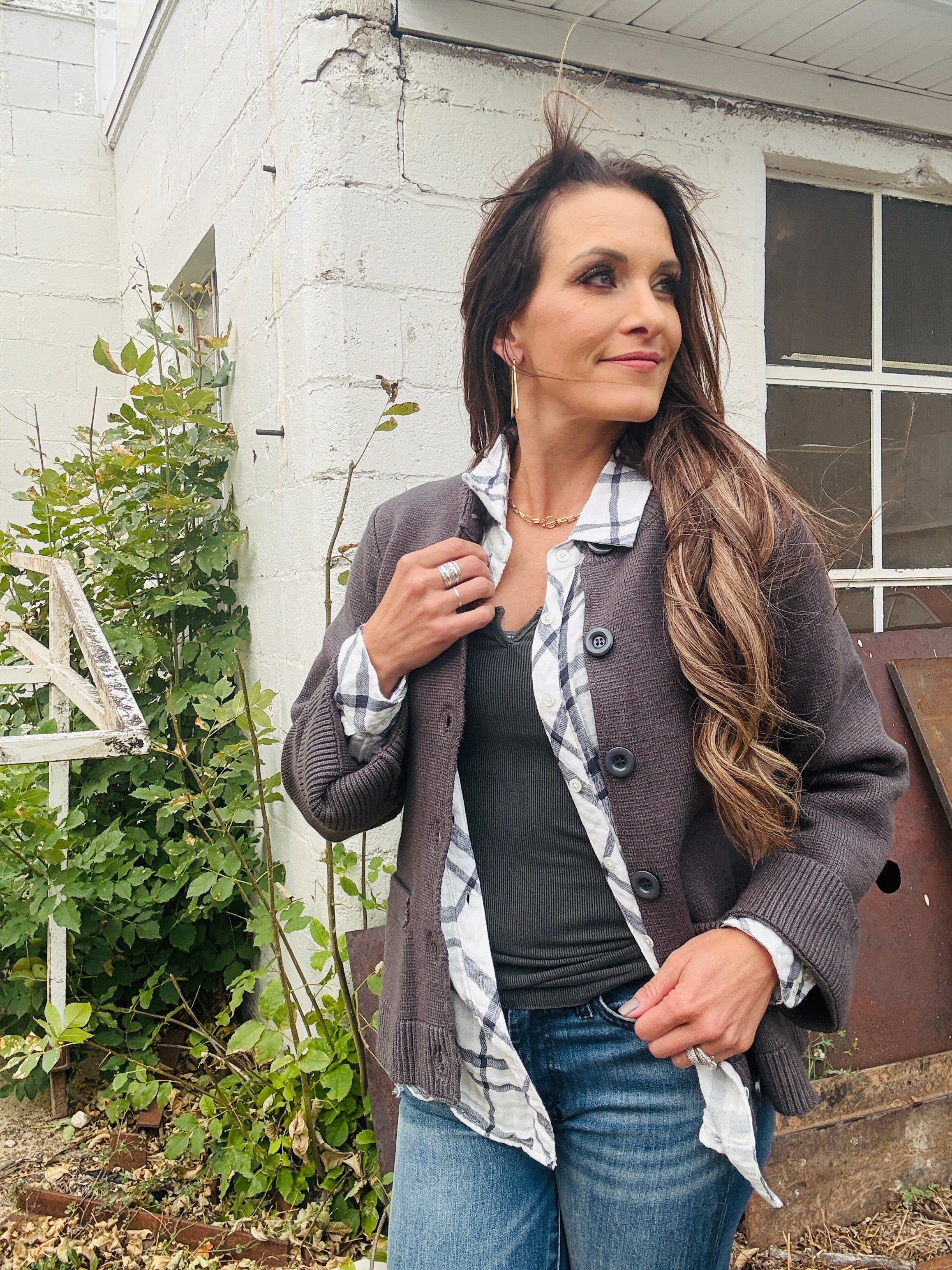 DYLAN Taylor Plaid Button-Up