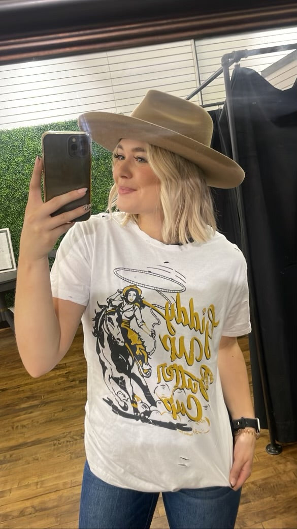 Distressed Giddy Up Buttercup Tee