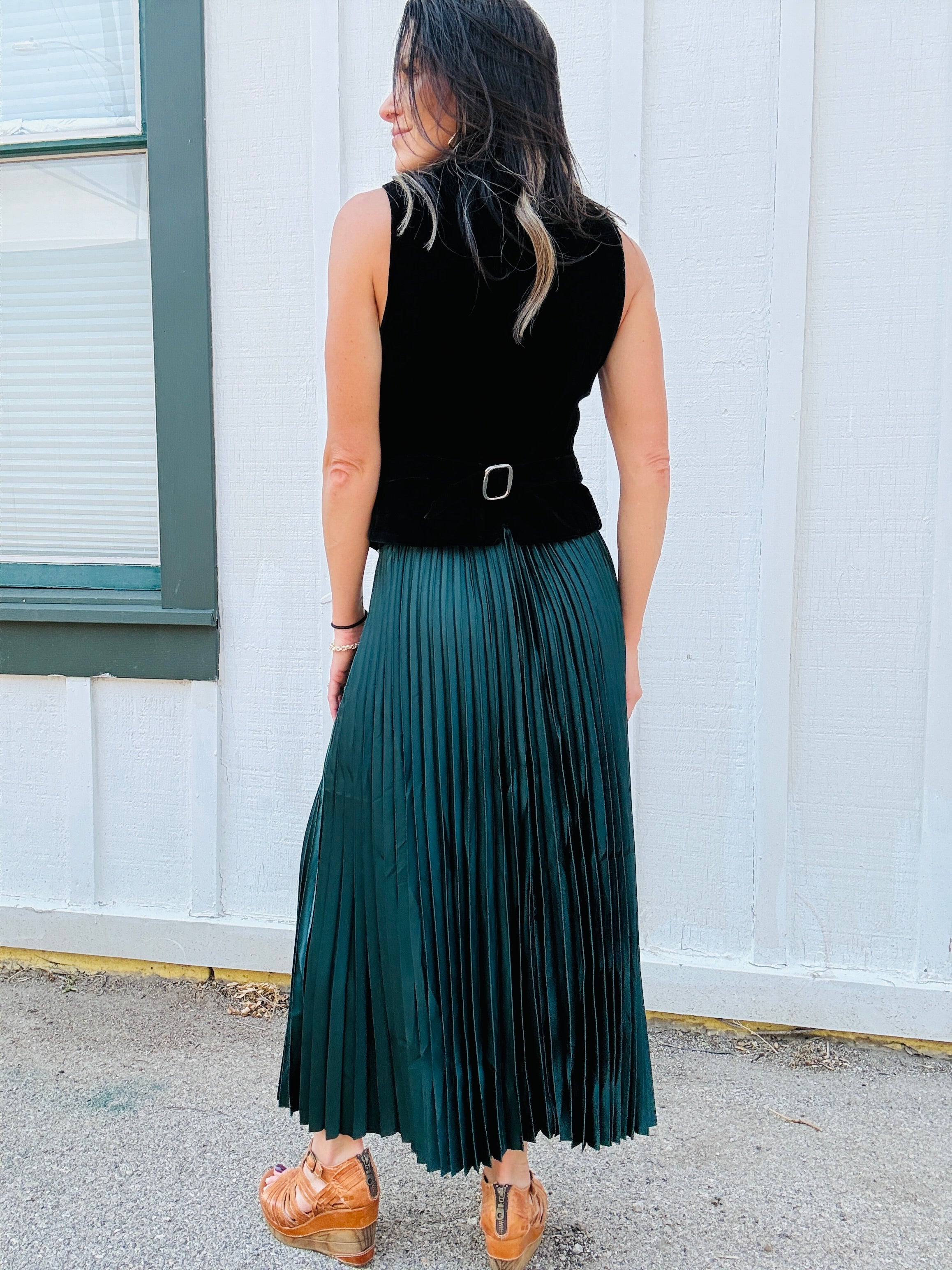 Satin Pleated Midi