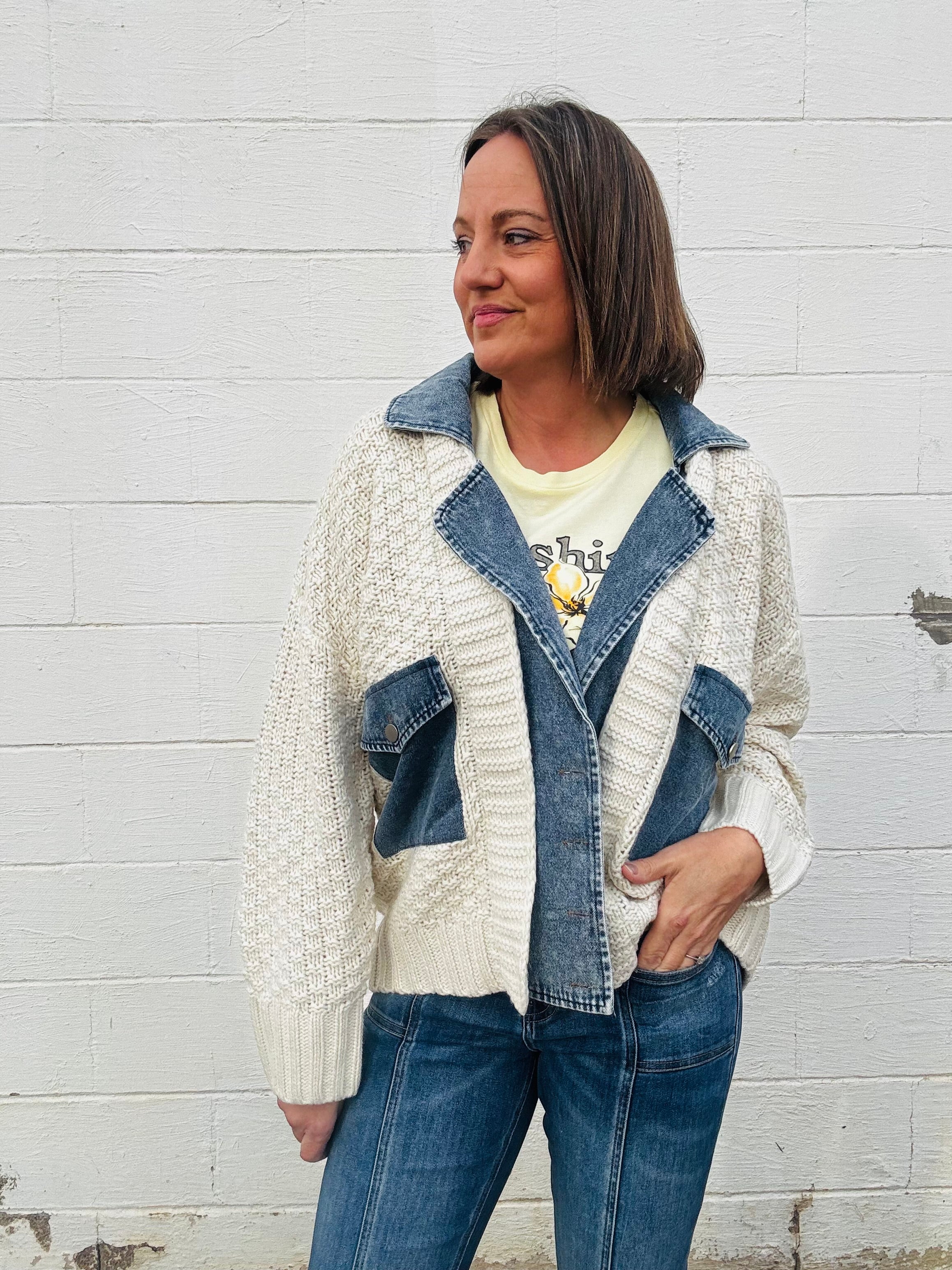 Cable & Denim Cardigan