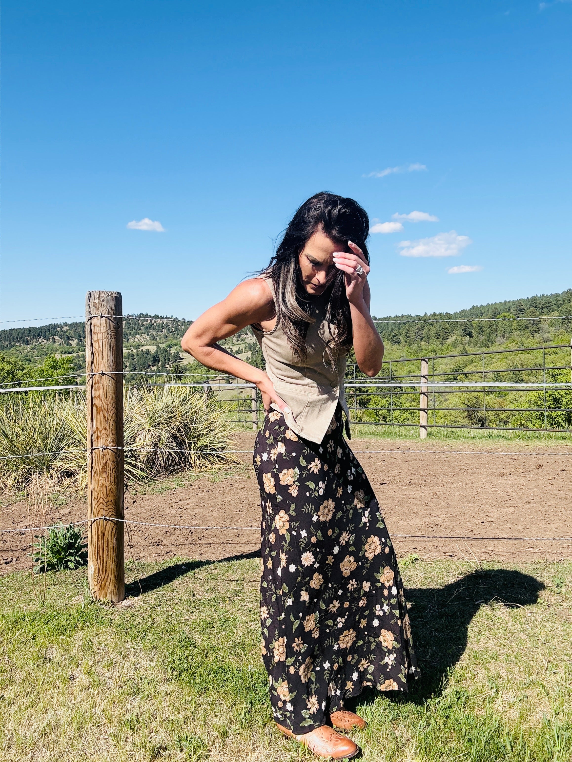 Floral Slip On Skirt