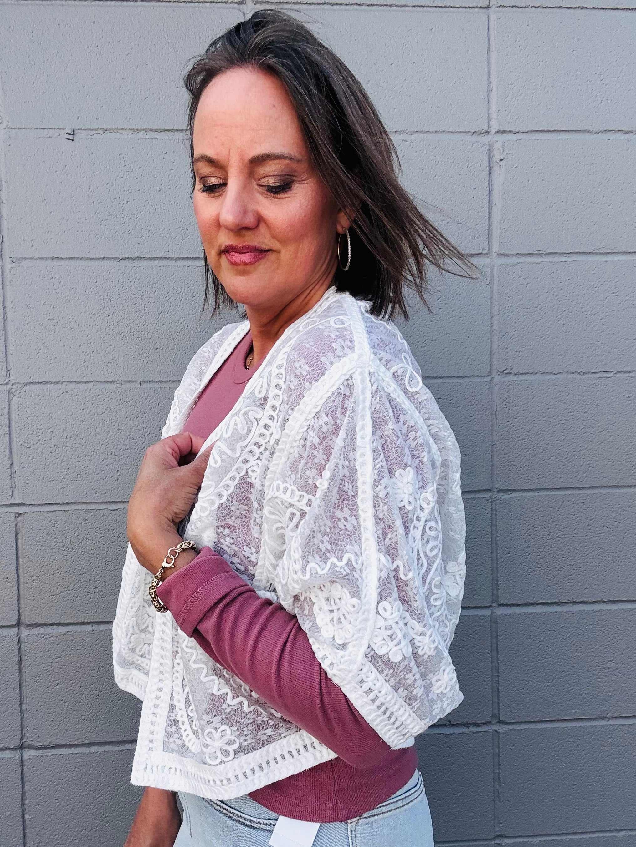 Crochet Half Batwing Sleeve Cardi