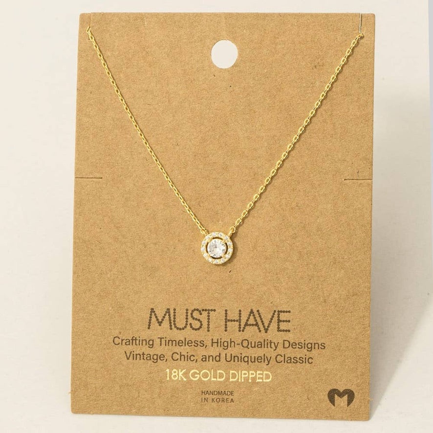 Halo CZ Pendant Necklace