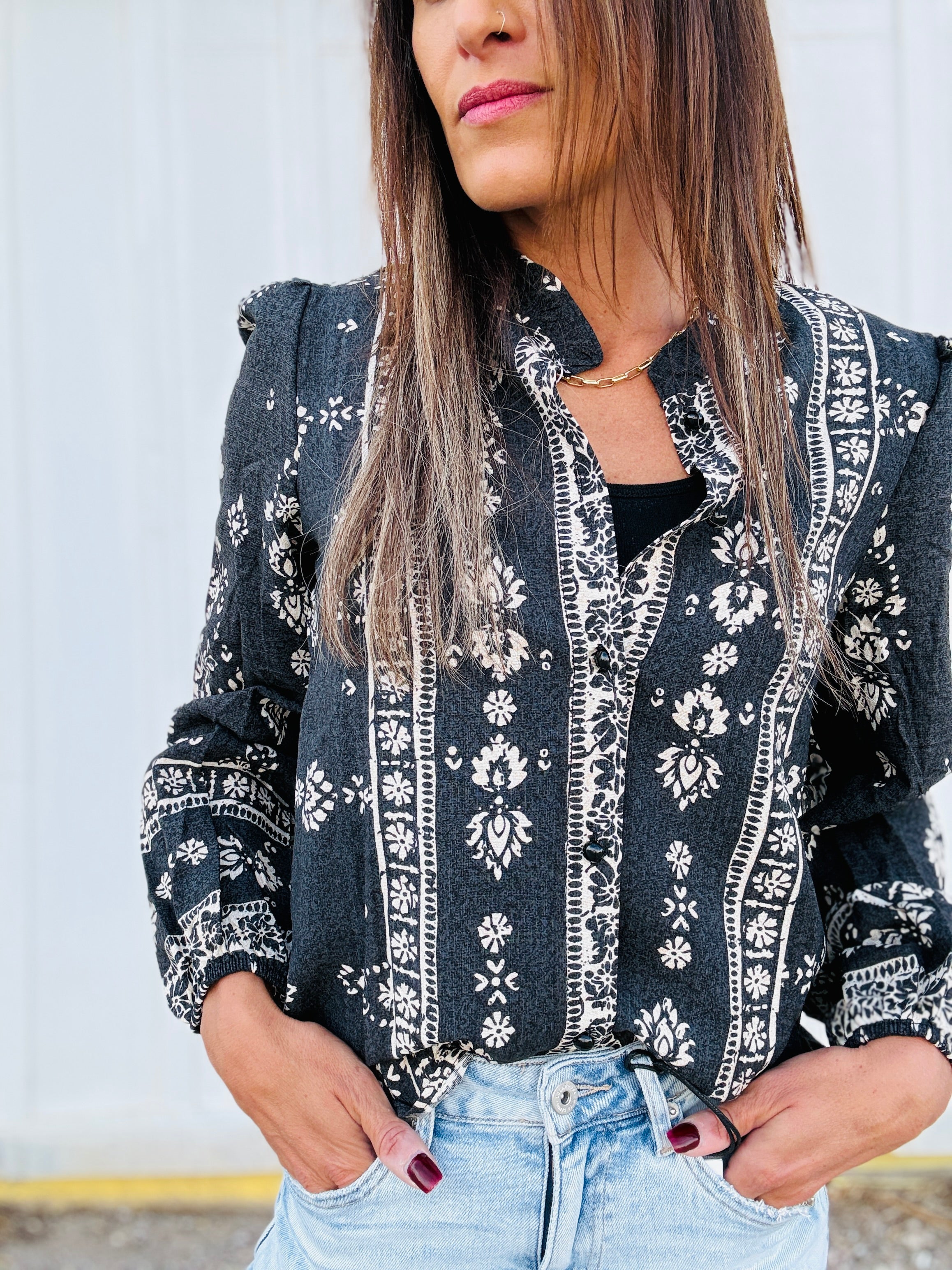 Bohemian Geometric Print Top