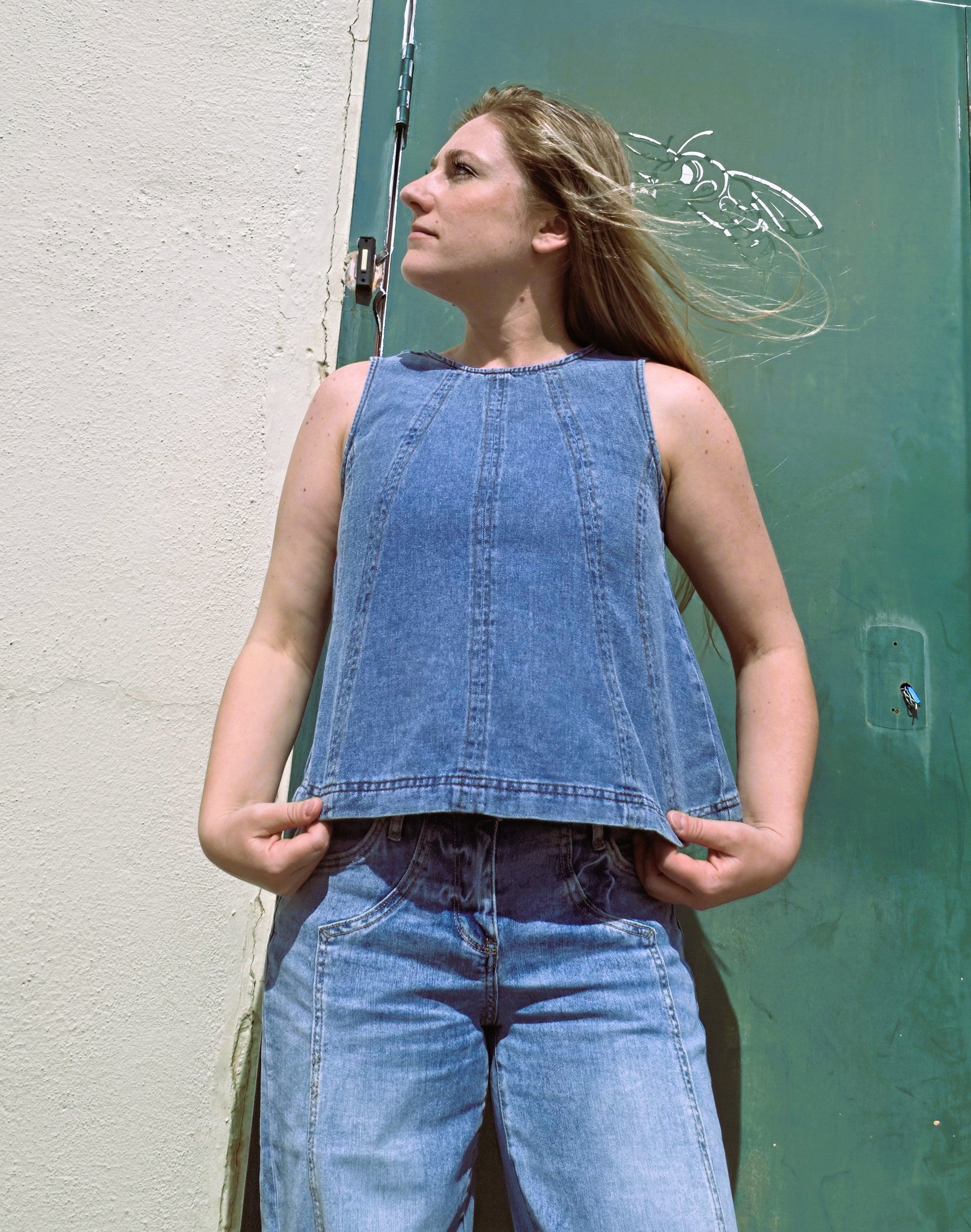 Seamed Denim Tank