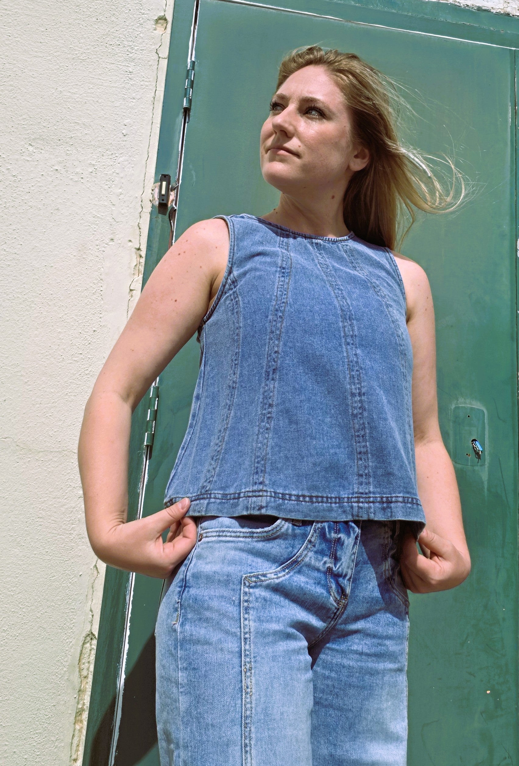 Seamed Denim Tank