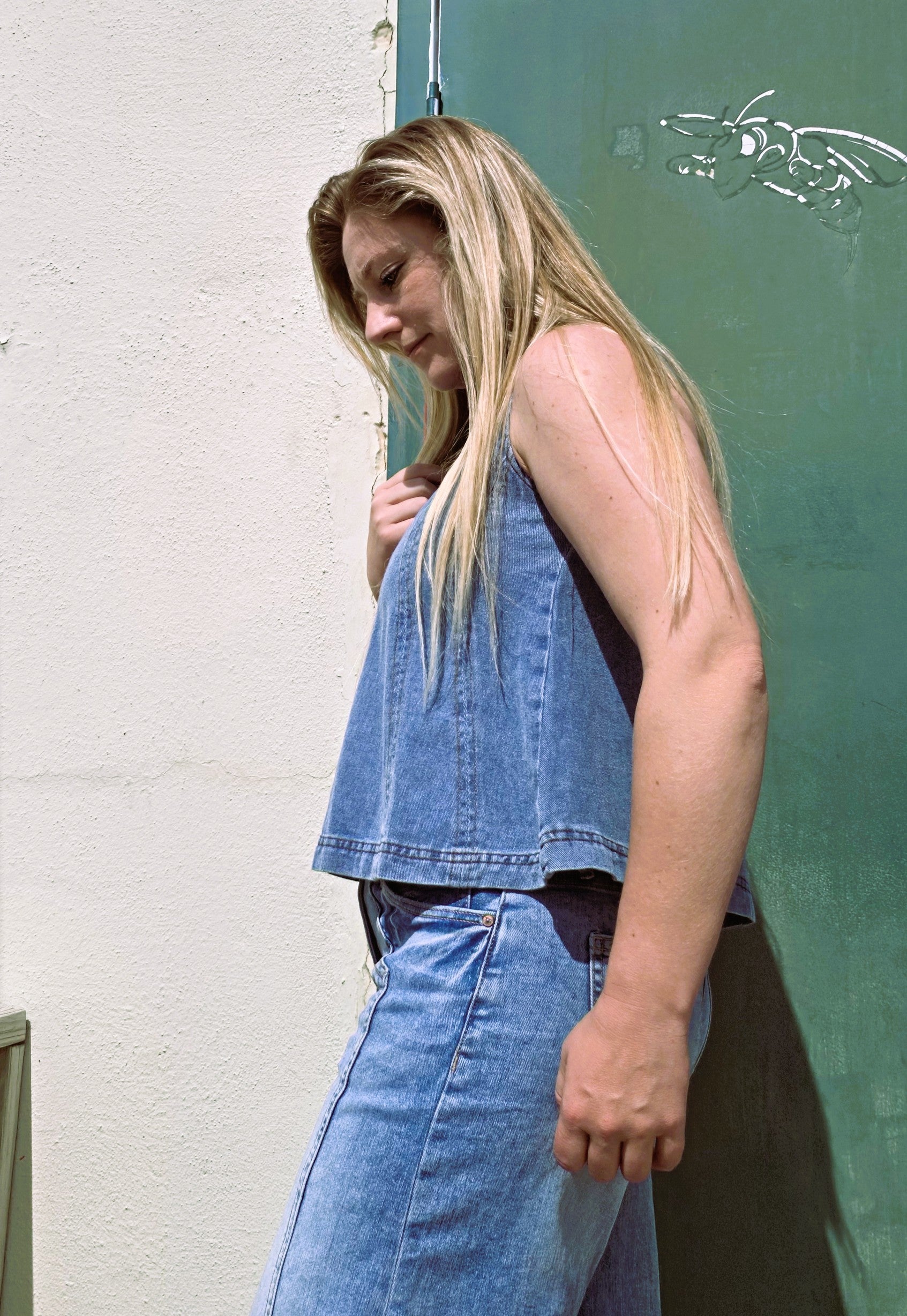 Seamed Denim Tank