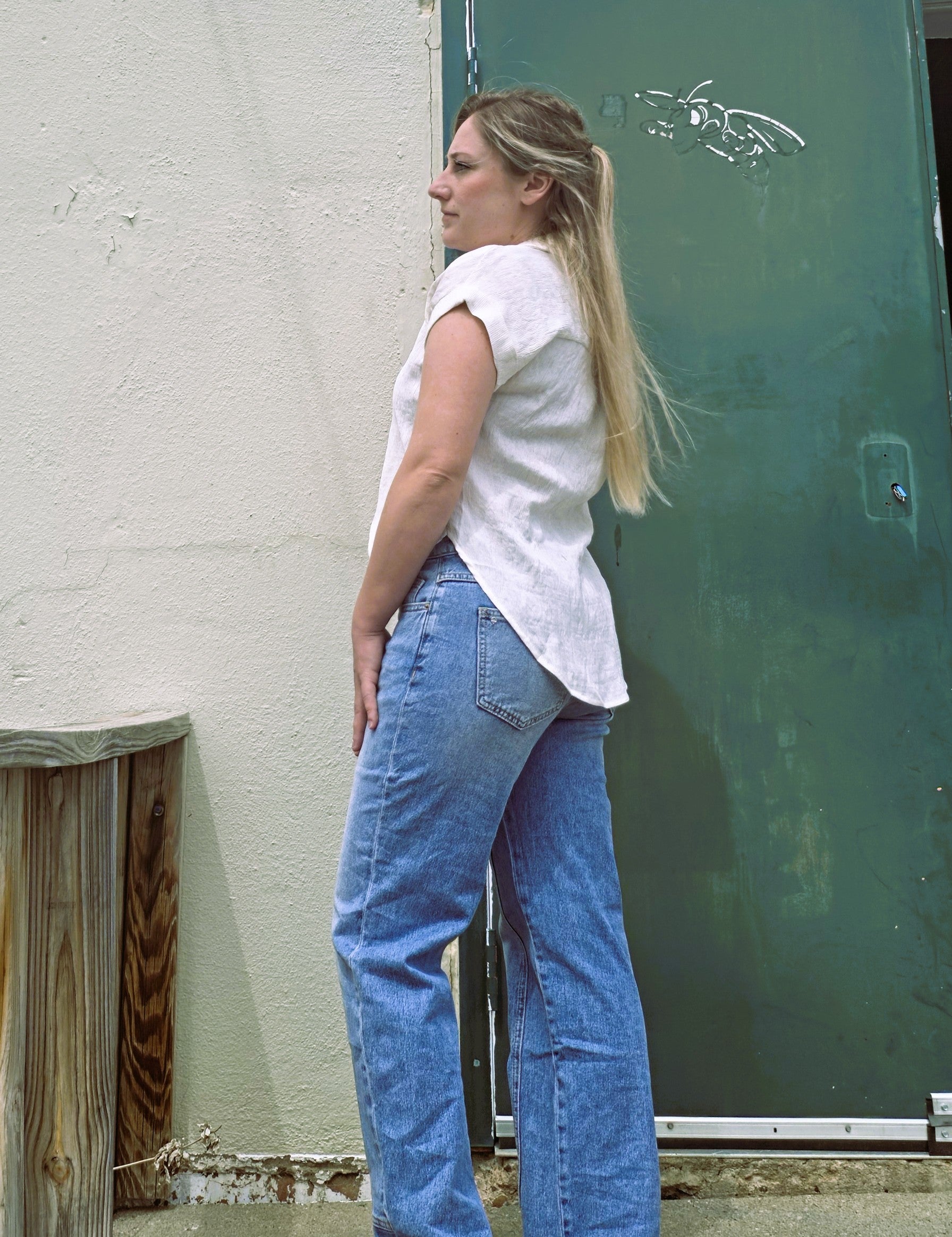 Marie 1/2 Button Top
