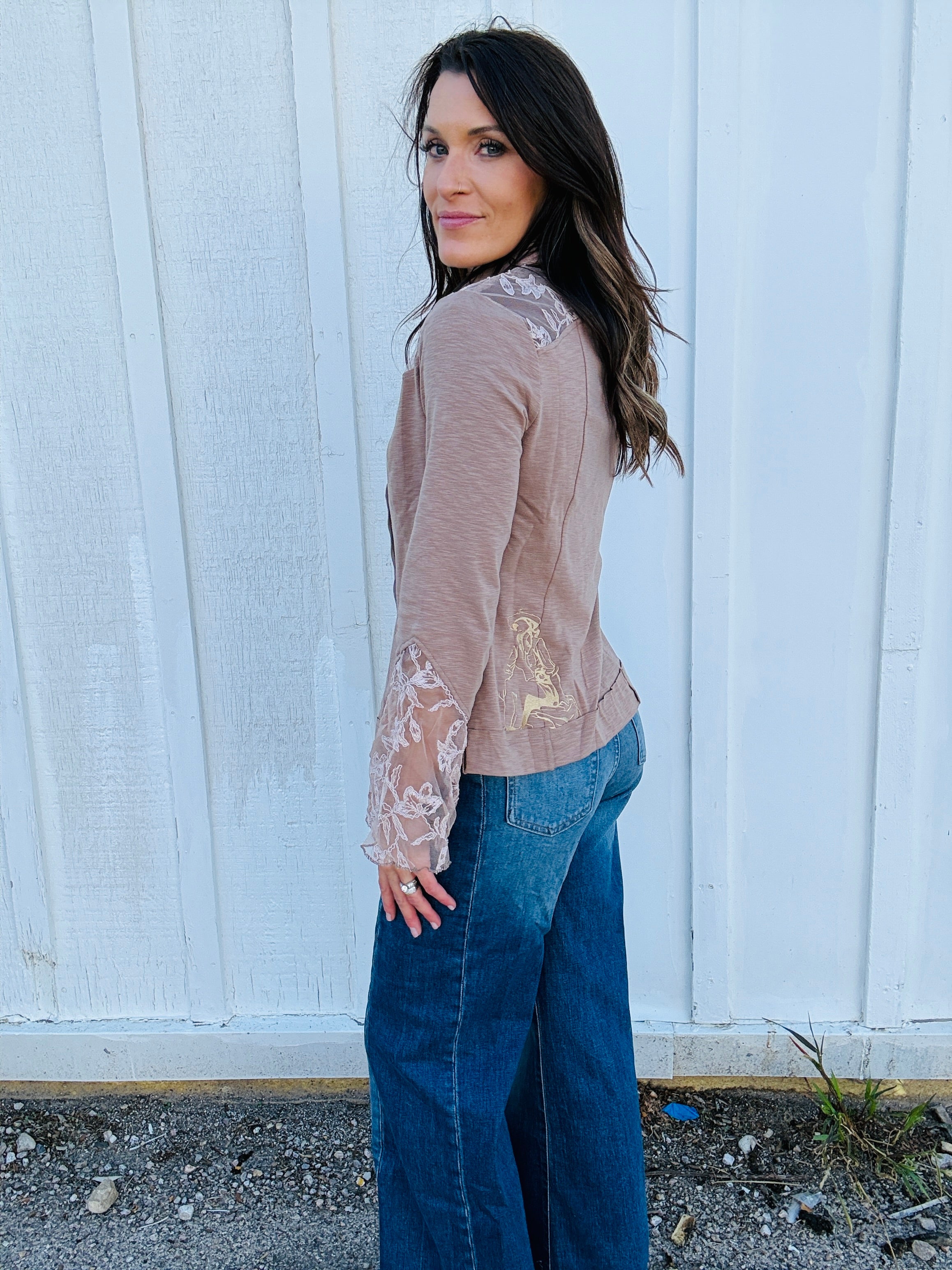 Western Spirit Lace Panel Top