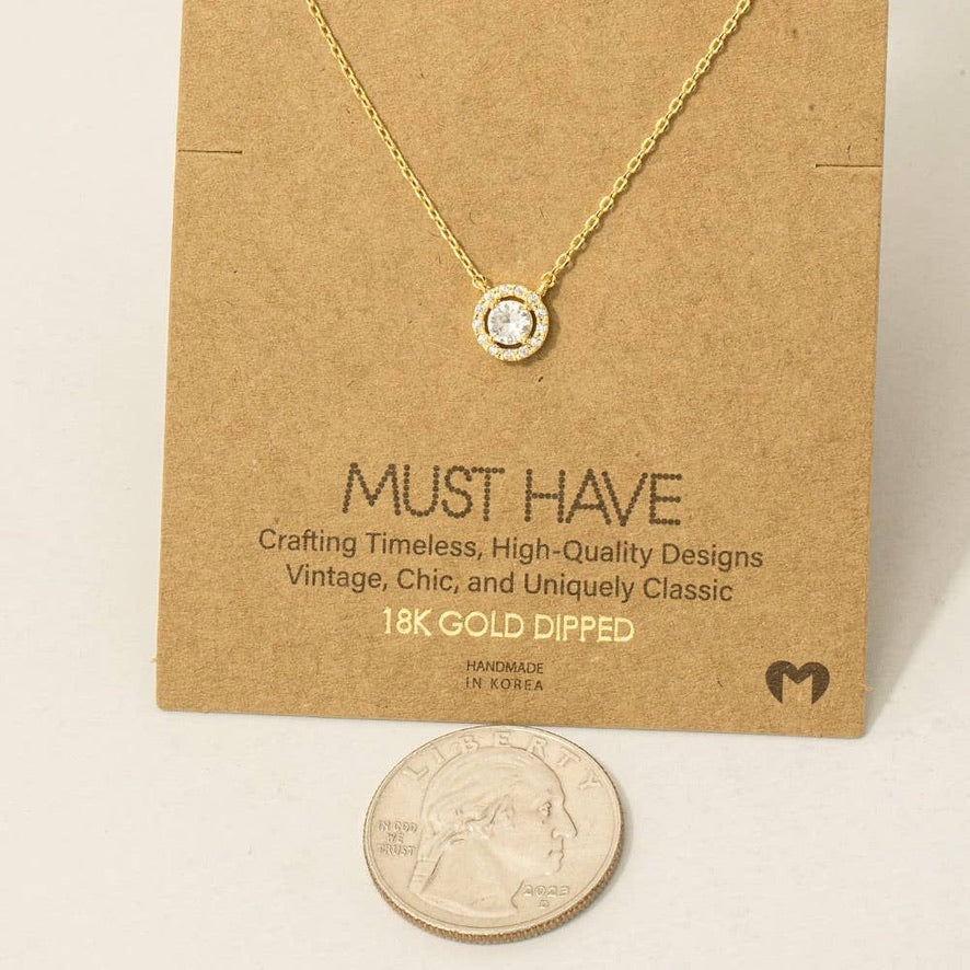 Halo CZ Pendant Necklace