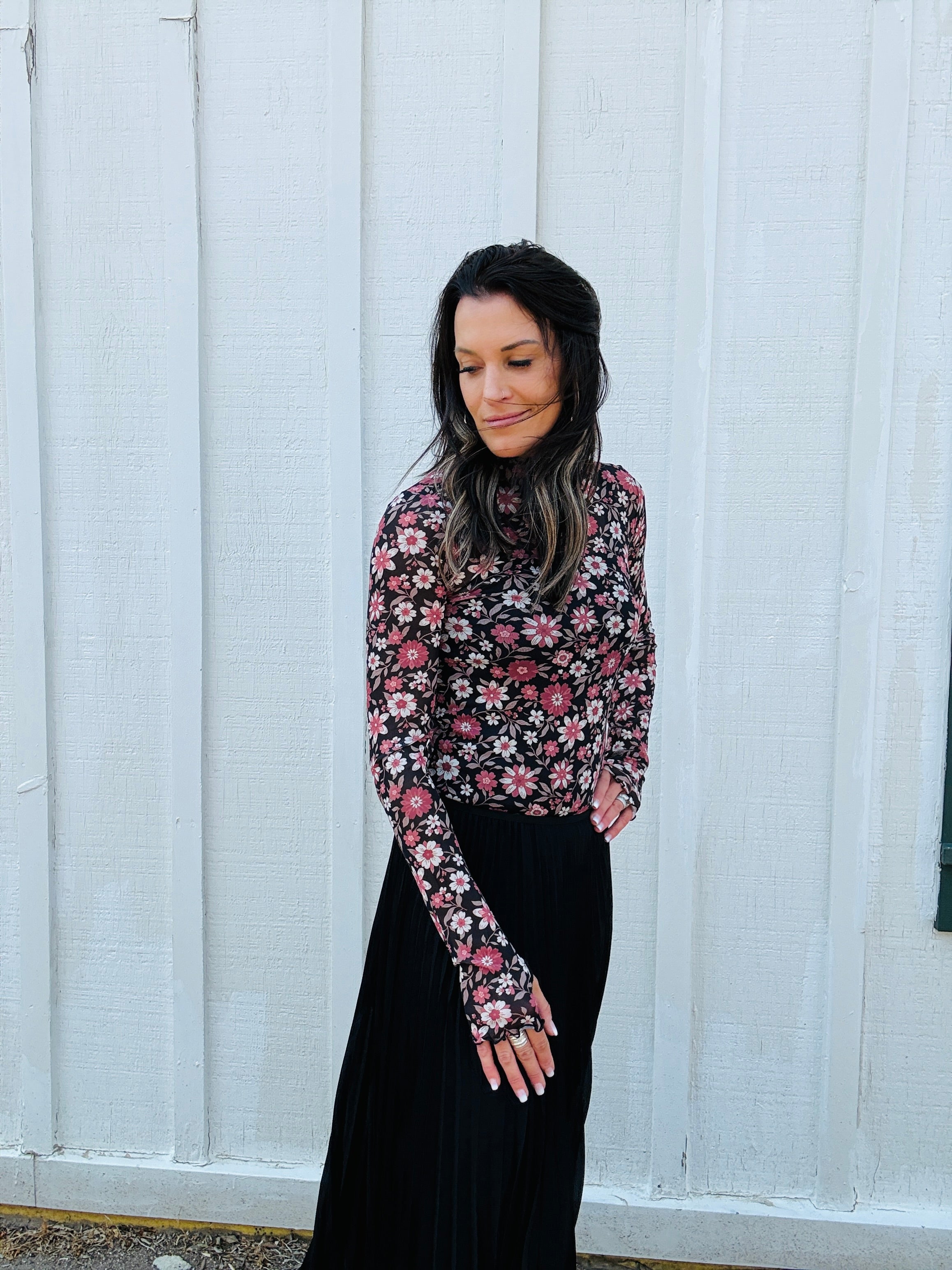 Floral Mesh Long Sleeve