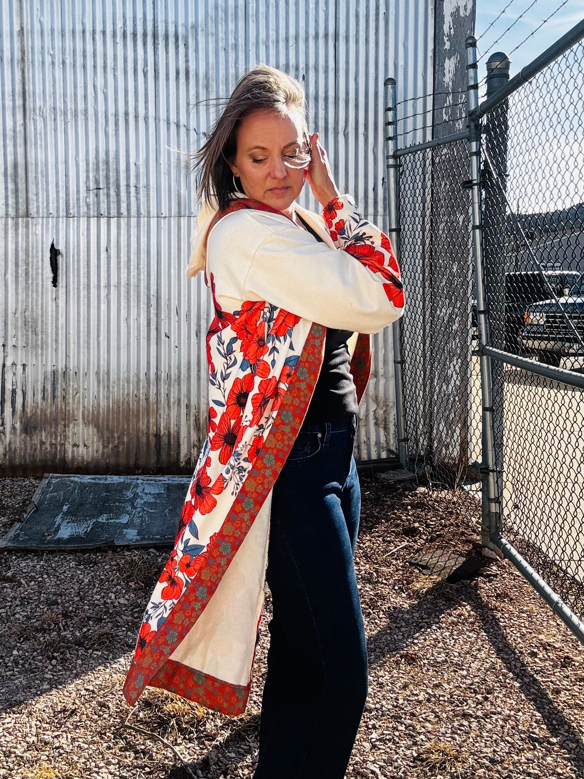 Floral Hooded Cardigan