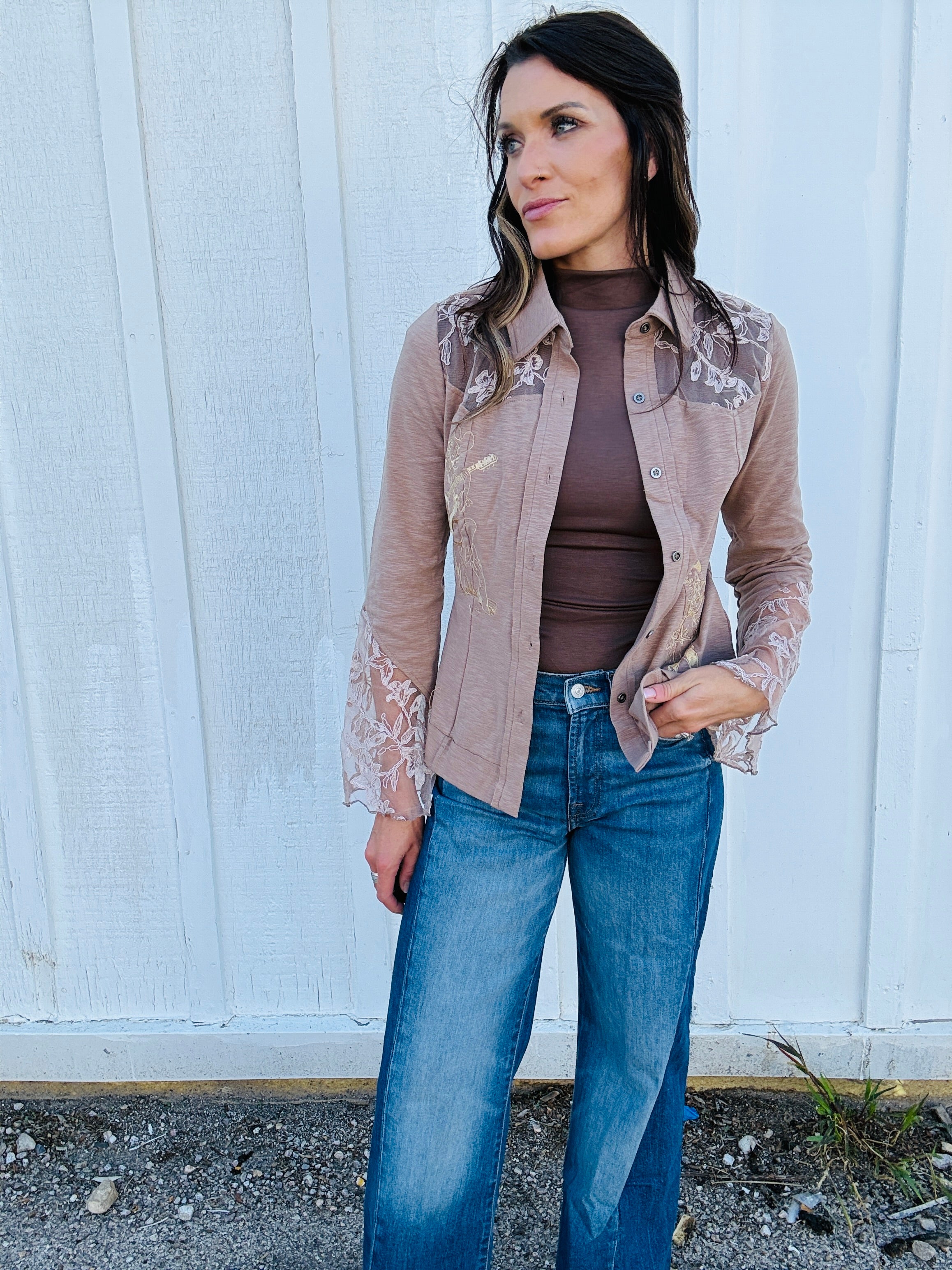 Western Spirit Lace Panel Top