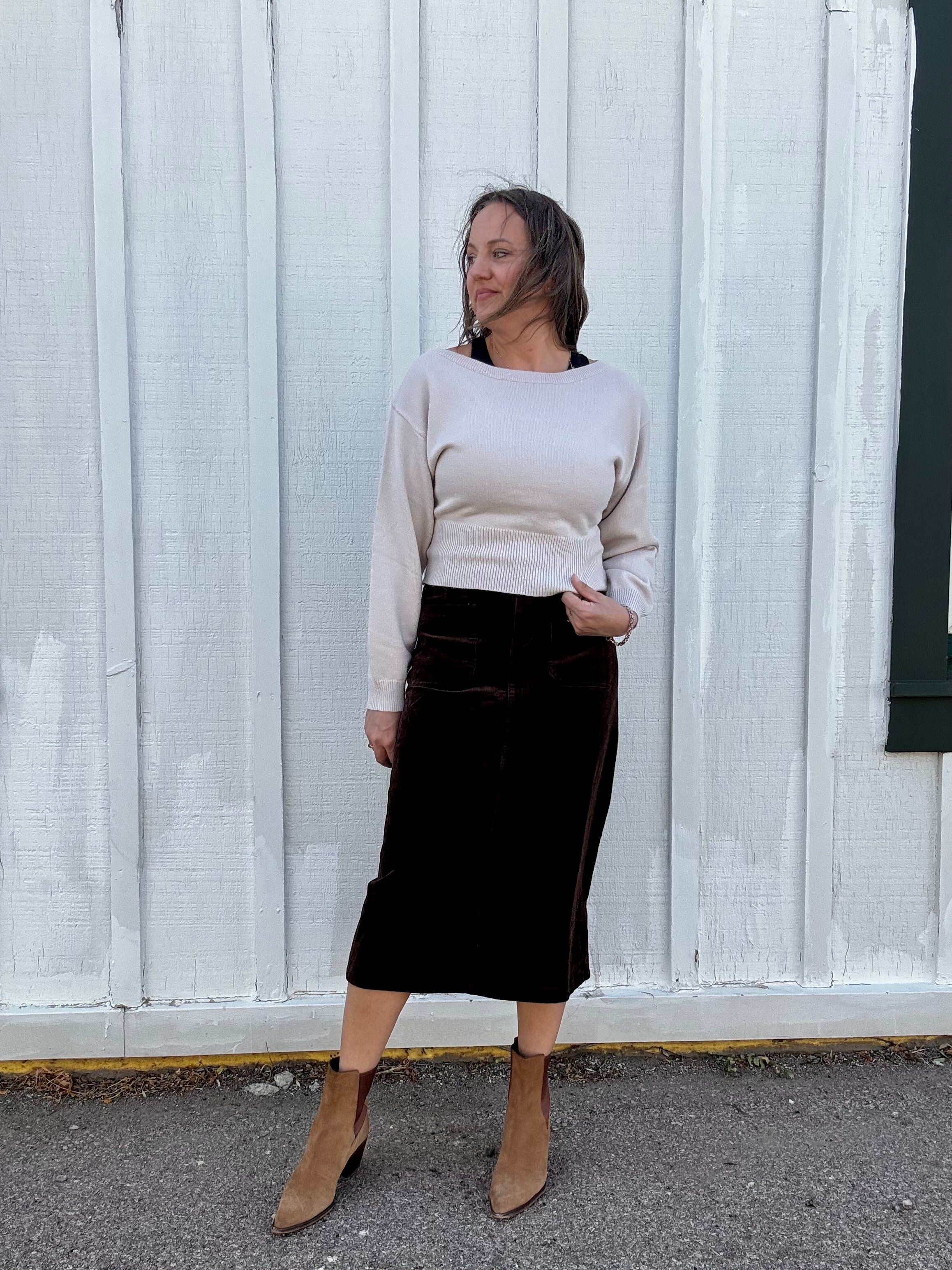 Wale Corduroy Patch Pocket Skirt